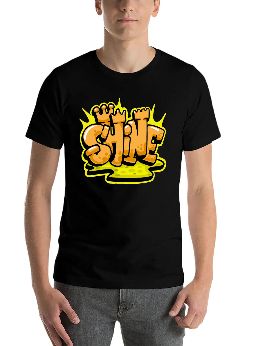 Shine Graffiti Lettering Art Unisex Casual T-Shirt – Clean Design For Daily Comfort