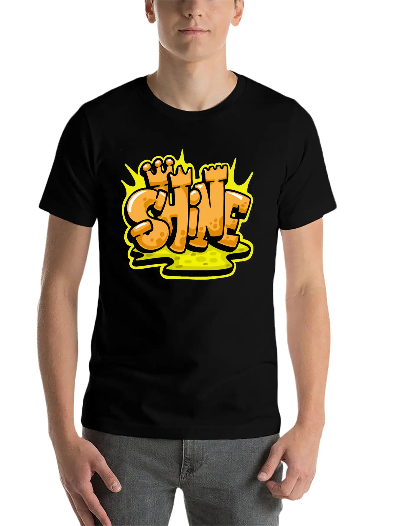 Shine Graffiti Lettering Art Unisex Casual T-Shirt – Clean Design For Daily Comfort