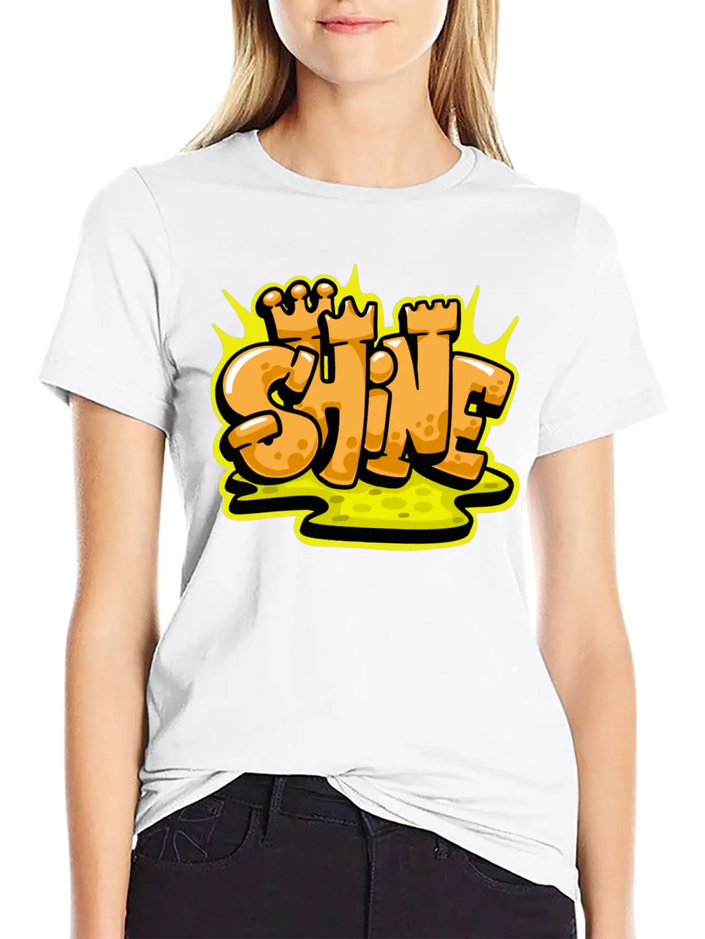 Shine Graffiti Lettering Art Unisex Casual T-Shirt – Clean Design For Daily Comfort