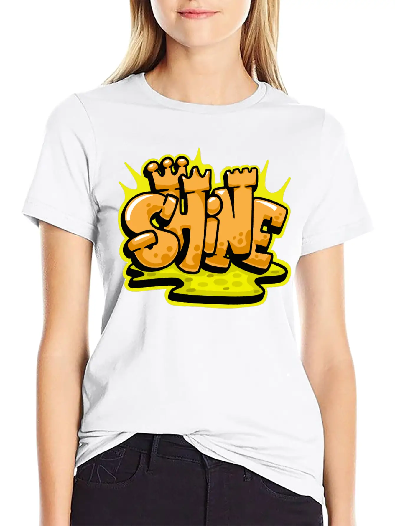 Shine Graffiti Lettering Art Unisex Casual T-Shirt – Clean Design For Daily Comfort