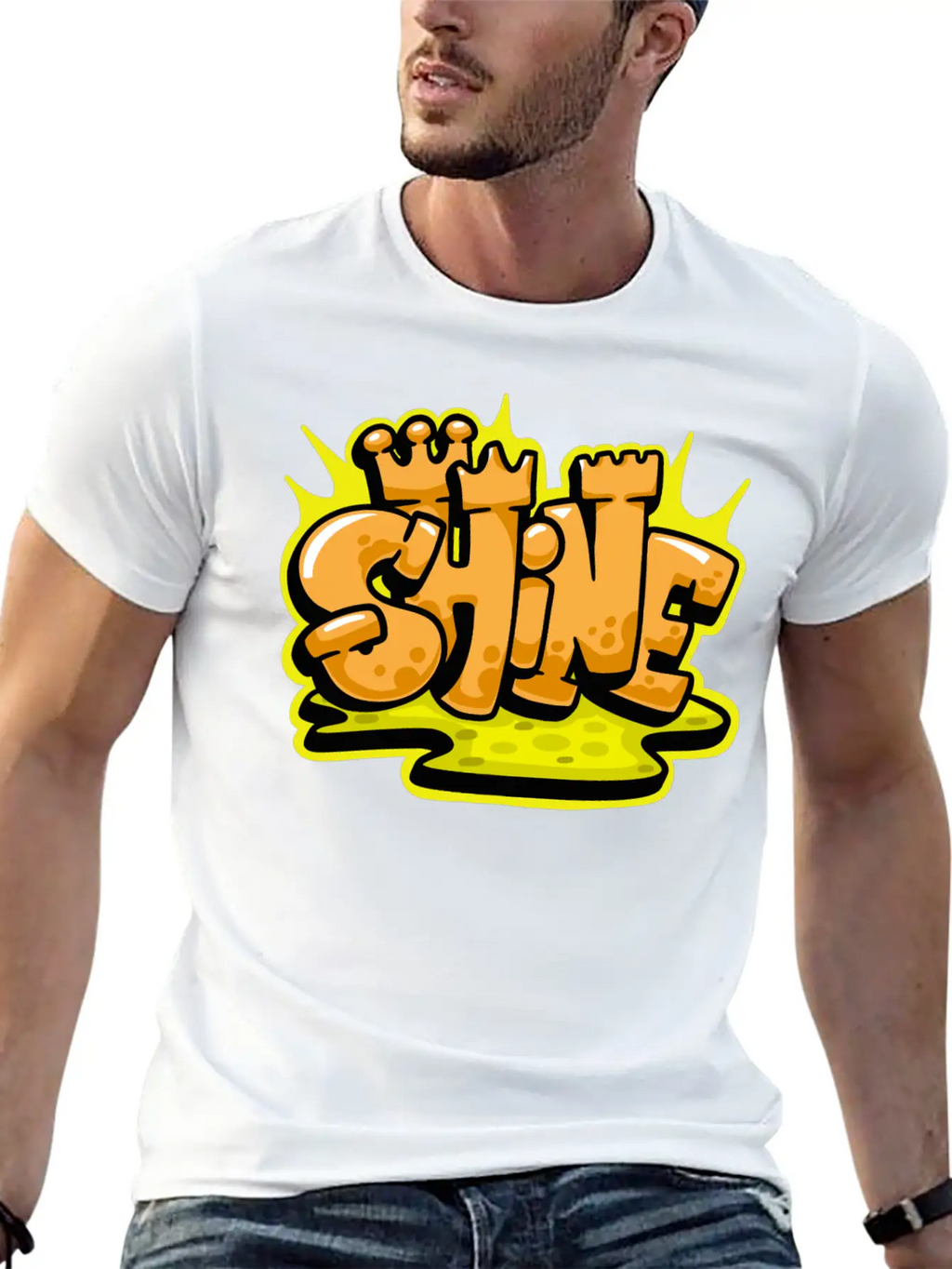 Shine Graffiti Lettering Art Unisex Casual T-Shirt – Clean Design For Daily Comfort
