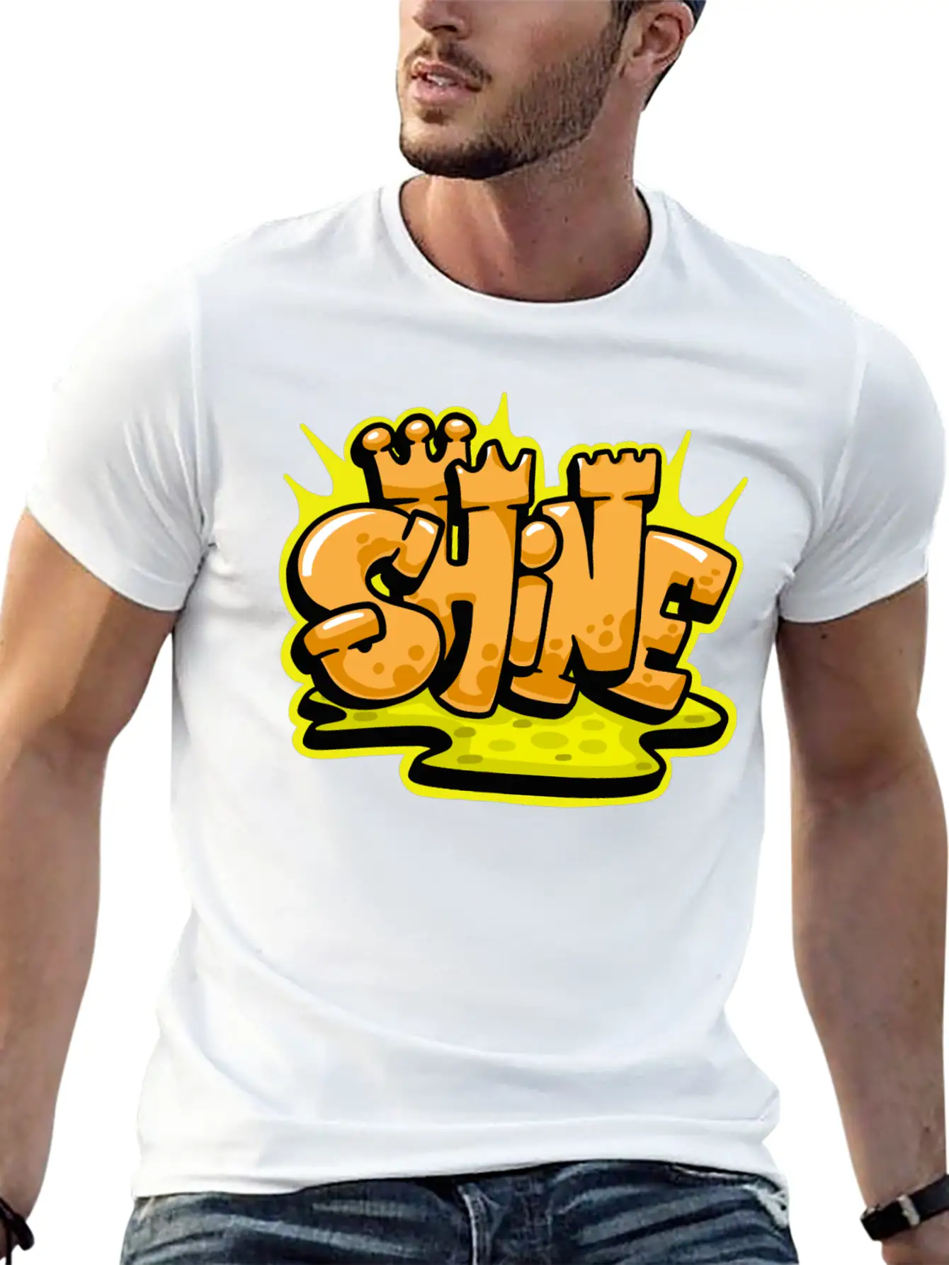 Shine Graffiti Lettering Art Unisex Casual T-Shirt – Clean Design For Daily Comfort