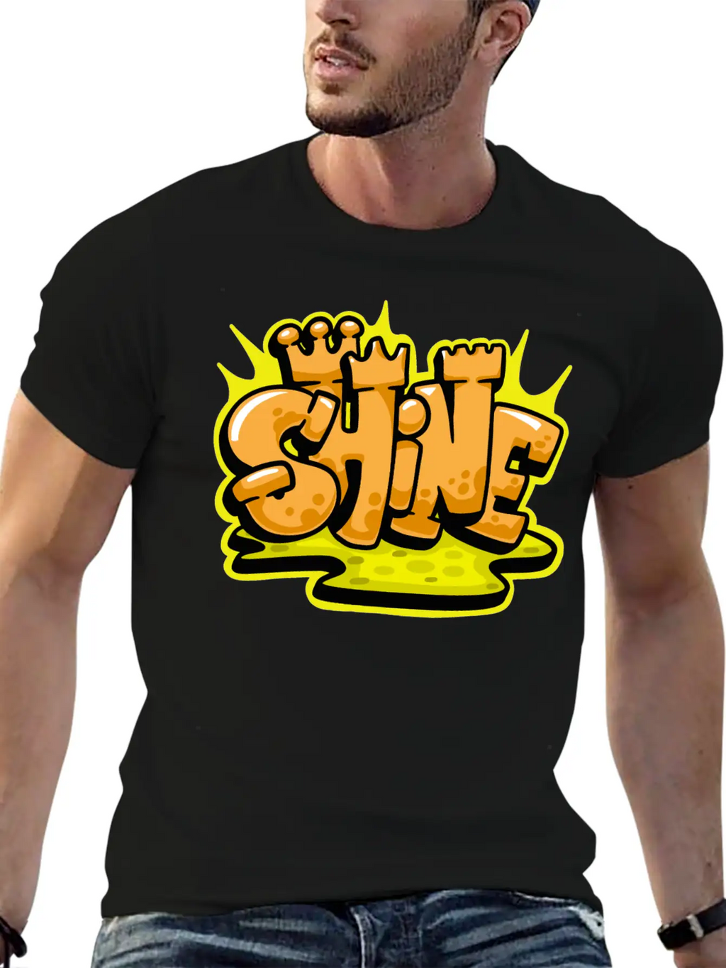 Shine Graffiti Lettering Art Unisex Casual T-Shirt – Clean Design For Daily Comfort