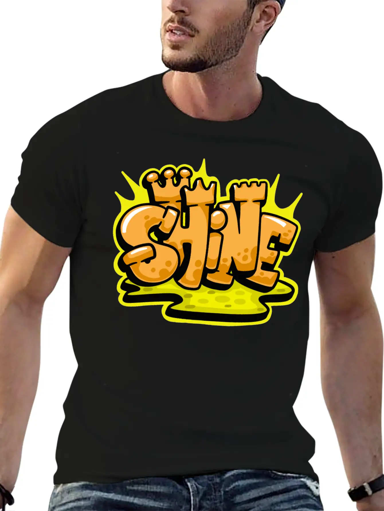 Shine Graffiti Lettering Art Unisex Casual T-Shirt – Clean Design For Daily Comfort