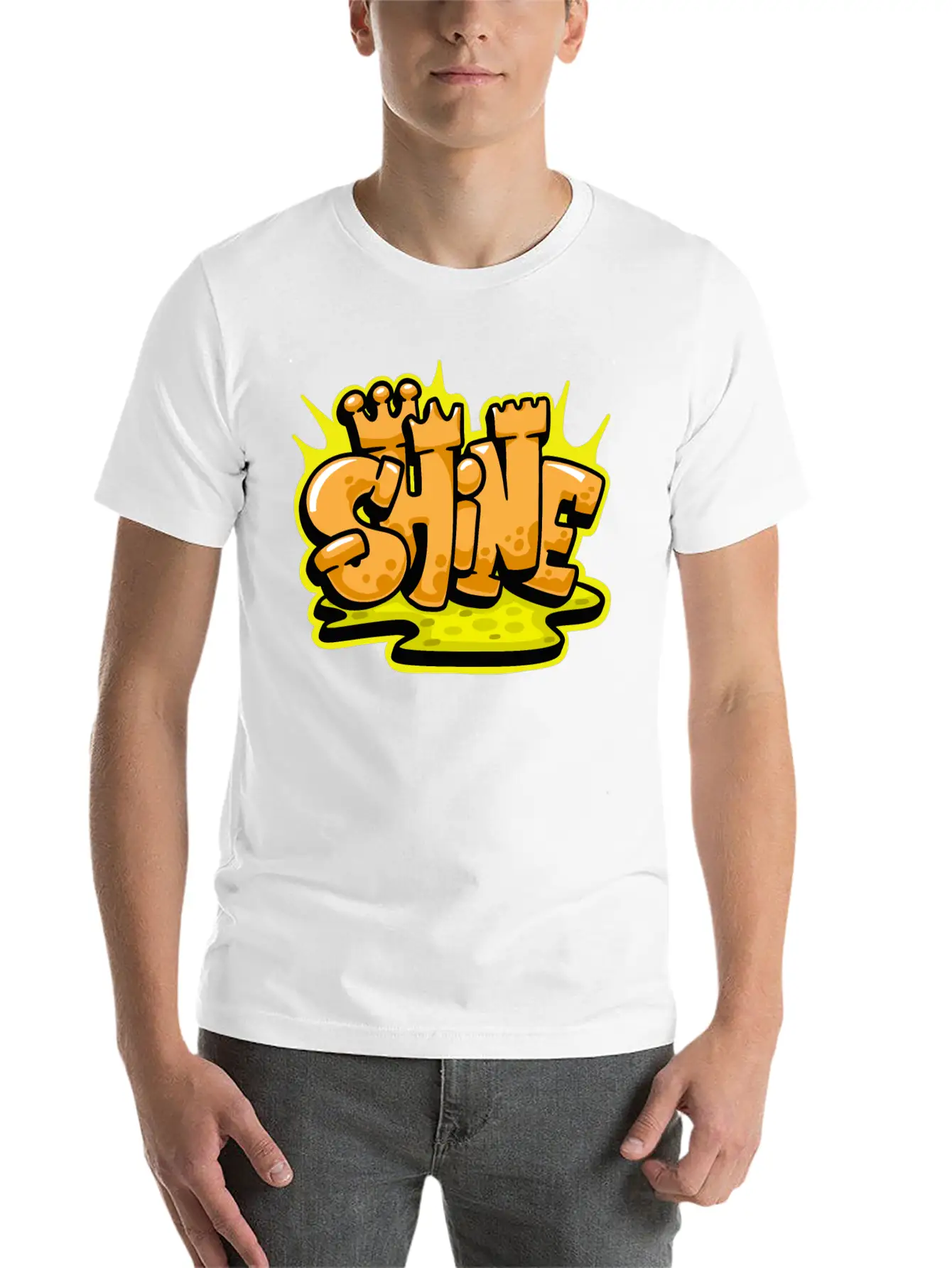 Shine Graffiti Lettering Art Unisex Casual T-Shirt – Clean Design For Daily Comfort