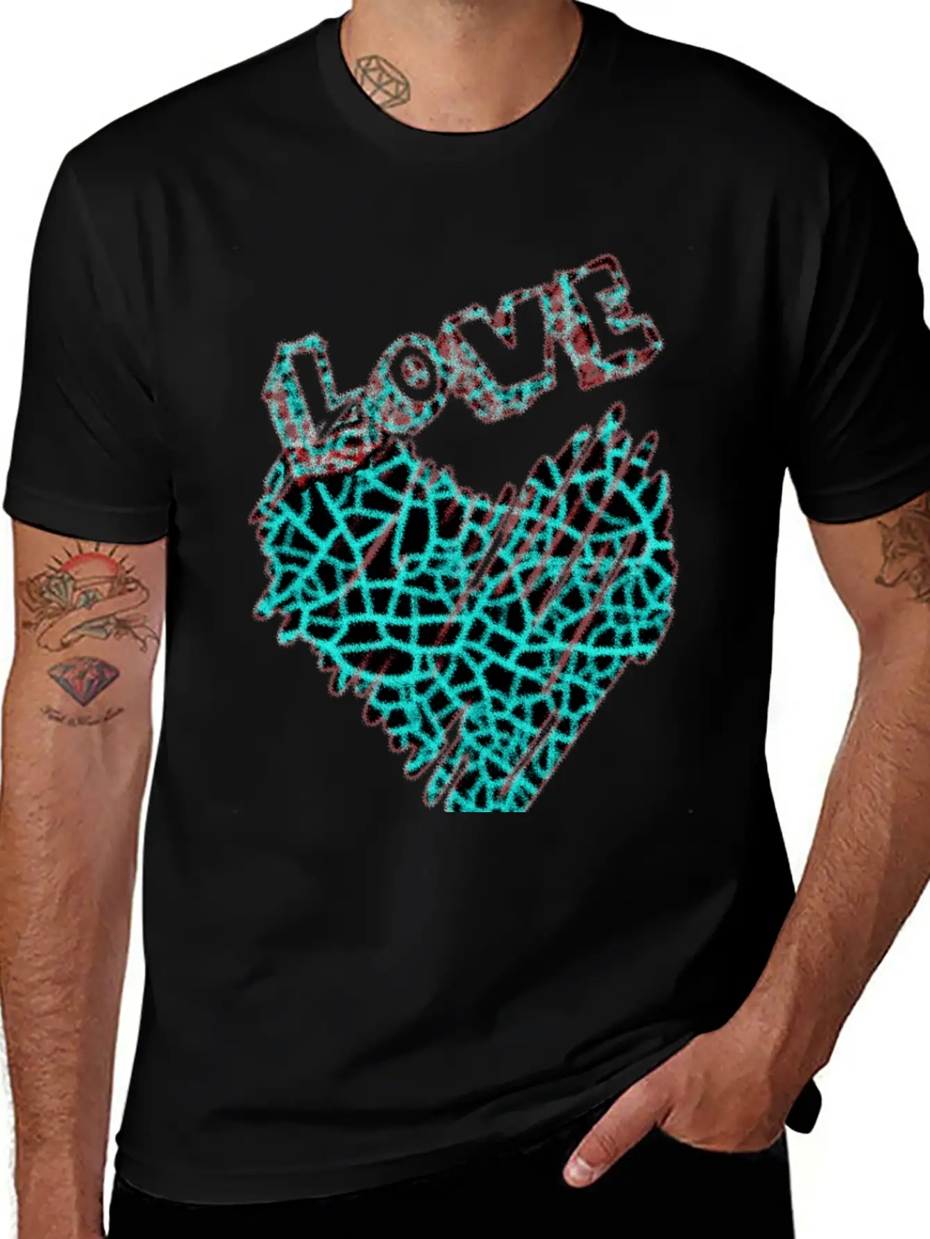 Shining Neon Heart With Love Unisex Short Sleeve Soft Cotton T-Shirt – Casual Everyday Wear