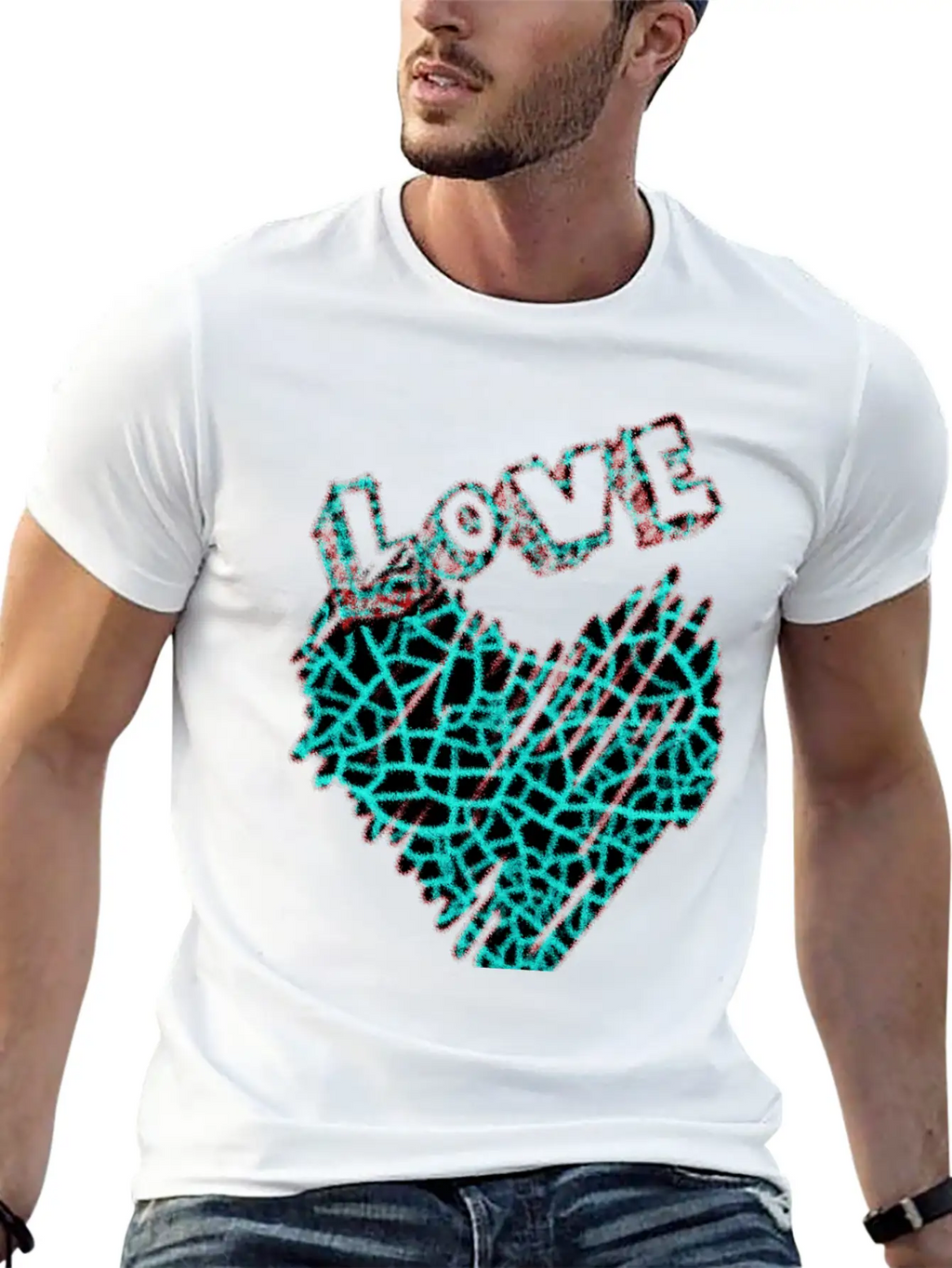 Shining Neon Heart With Love Unisex Short Sleeve Soft Cotton T-Shirt – Casual Everyday Wear