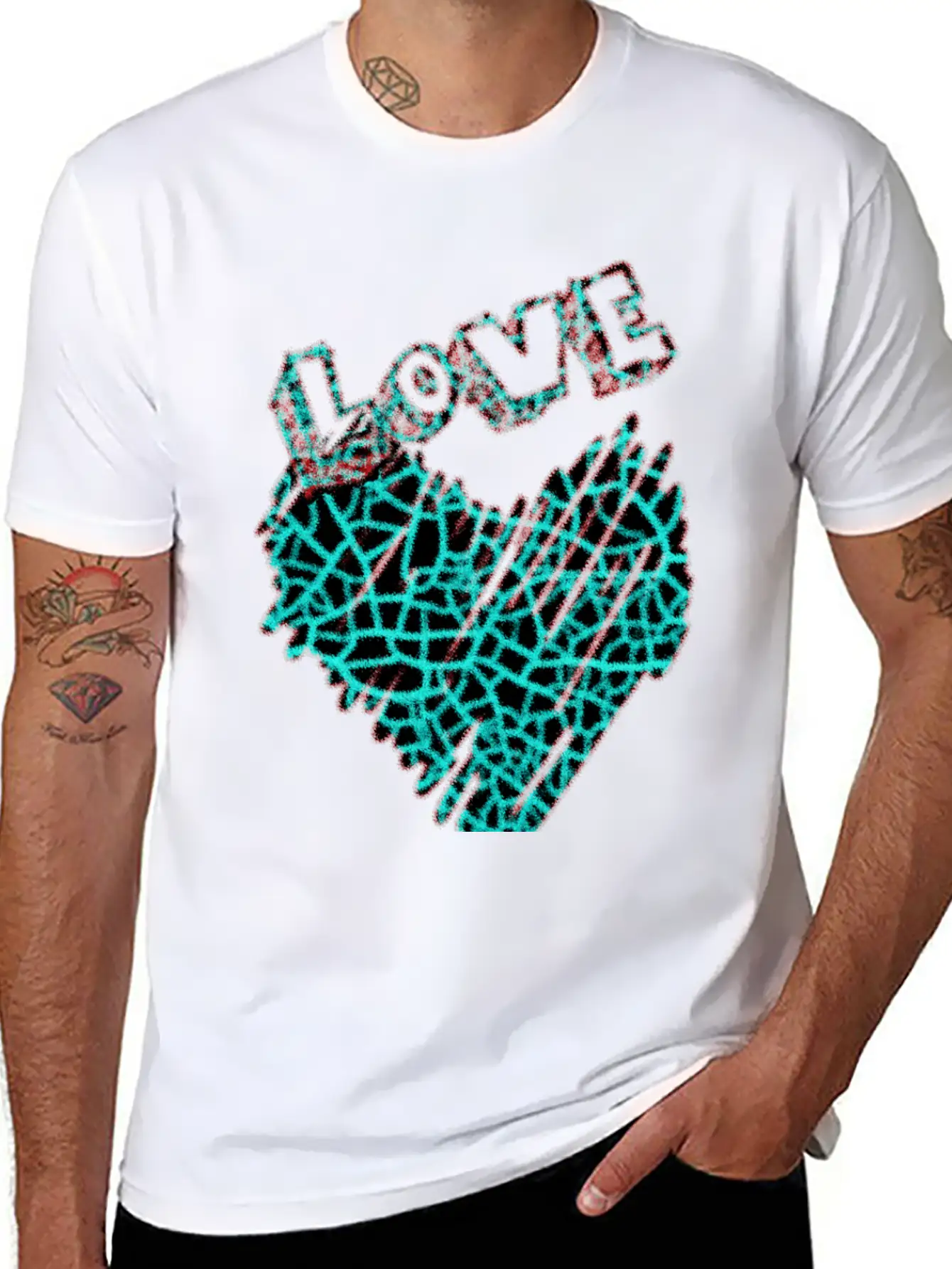 Shining Neon Heart With Love Unisex Short Sleeve Soft Cotton T-Shirt – Casual Everyday Wear