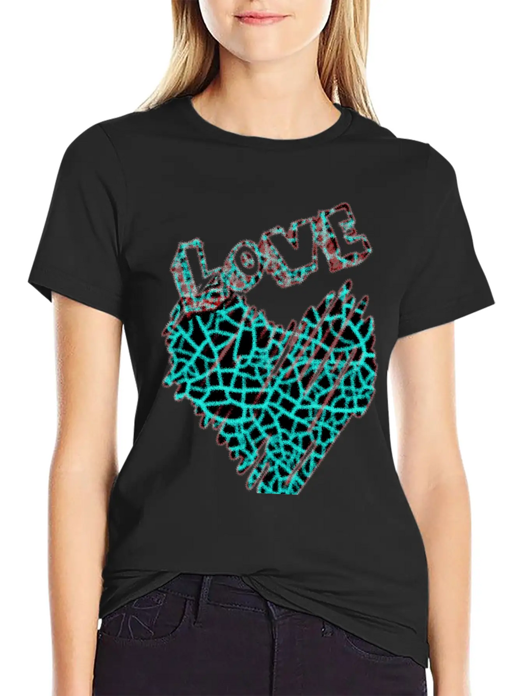 Shining Neon Heart With Love Unisex Short Sleeve Soft Cotton T-Shirt – Casual Everyday Wear