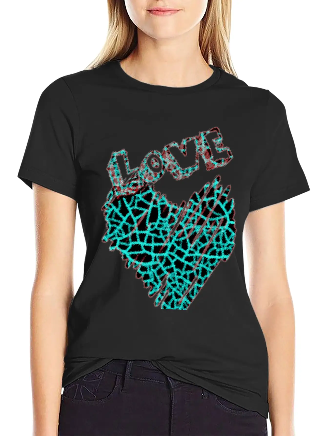 Shining Neon Heart With Love Unisex Short Sleeve Soft Cotton T-Shirt – Casual Everyday Wear