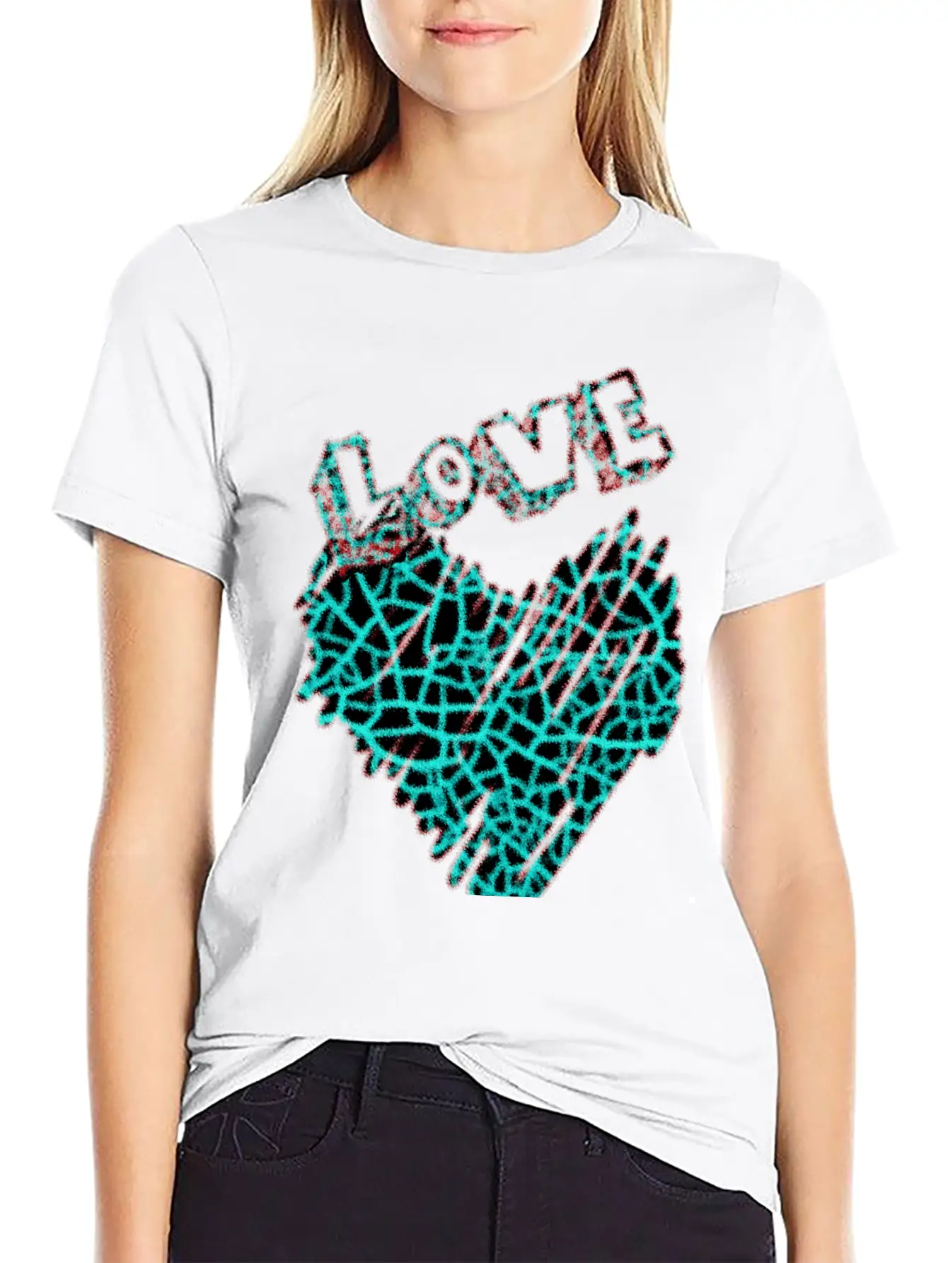 Shining Neon Heart With Love Unisex Short Sleeve Soft Cotton T-Shirt – Casual Everyday Wear