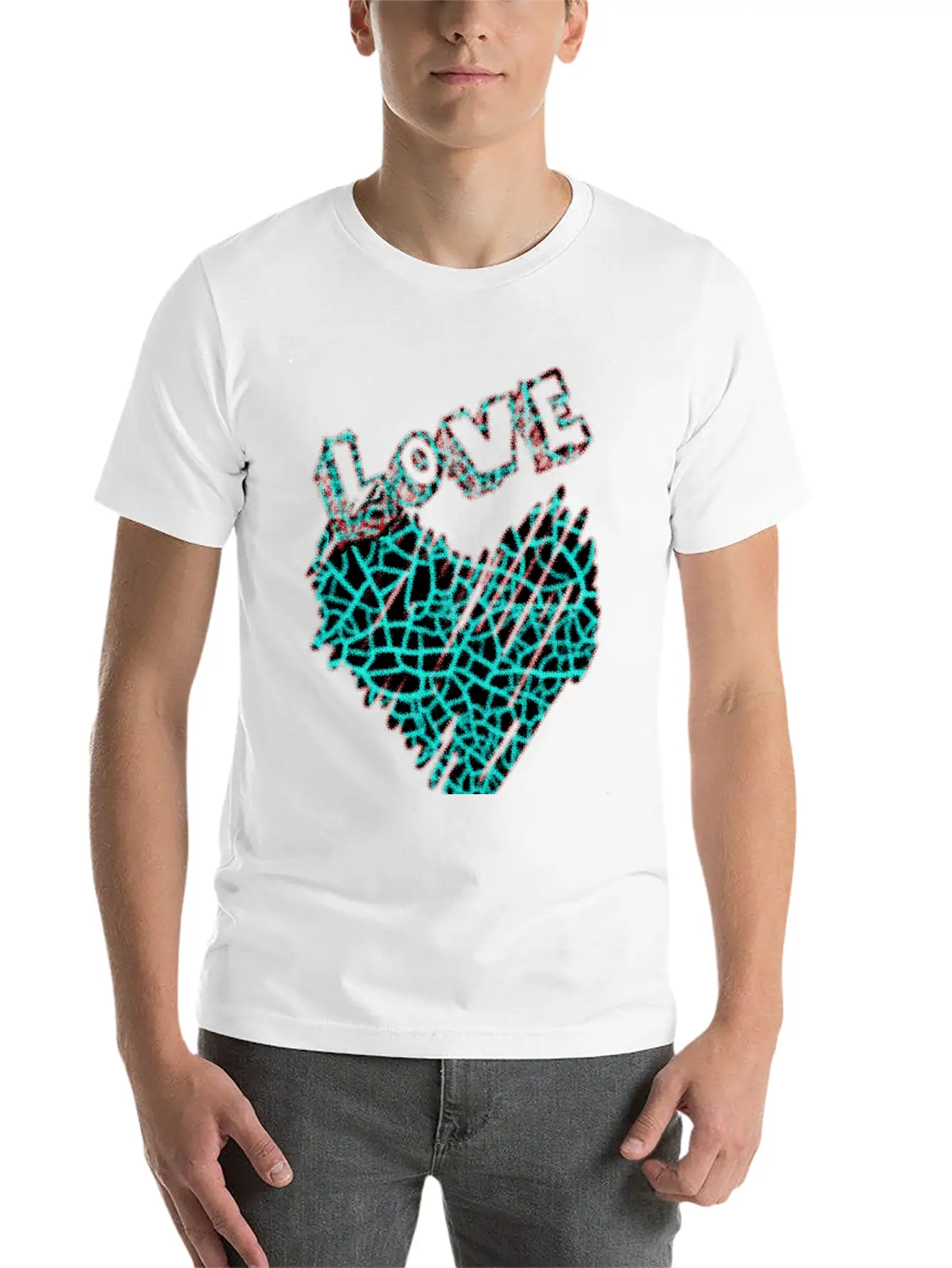 Shining Neon Heart With Love Unisex Short Sleeve Soft Cotton T-Shirt – Casual Everyday Wear