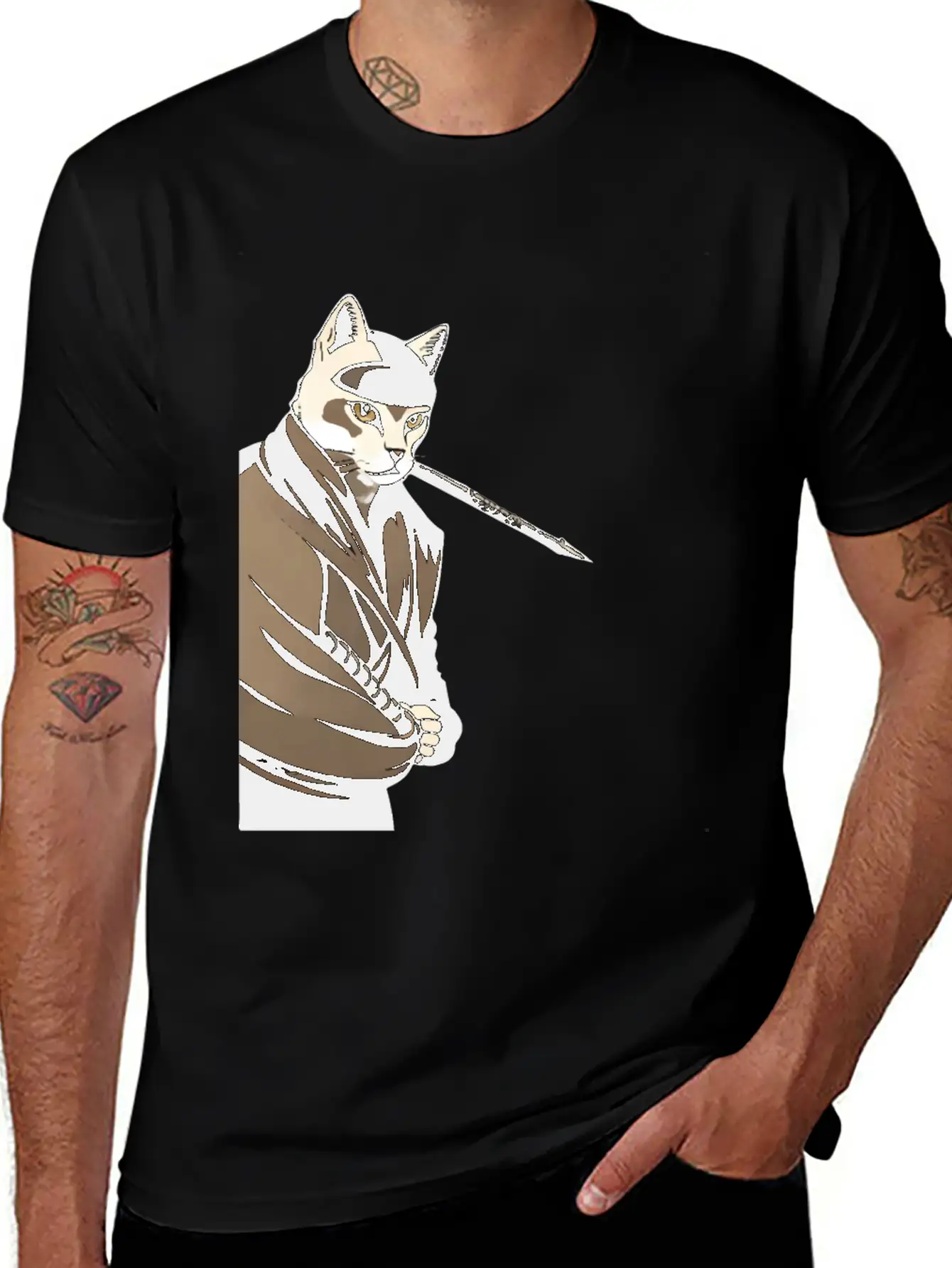 Shinobi Cat Unisex Short Sleeve Soft Cotton T-Shirt – Casual Everyday Wear