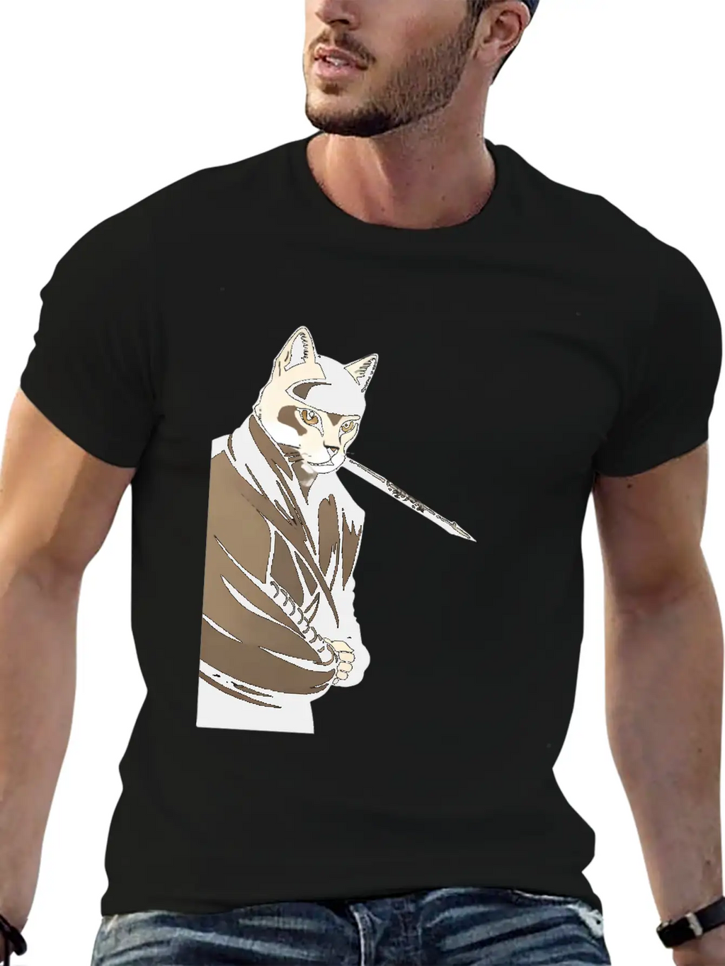 Shinobi Cat Unisex Short Sleeve Soft Cotton T-Shirt – Casual Everyday Wear