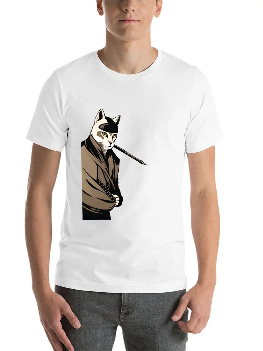 Shinobi Cat Unisex Short Sleeve Soft Cotton T-Shirt – Casual Everyday Wear