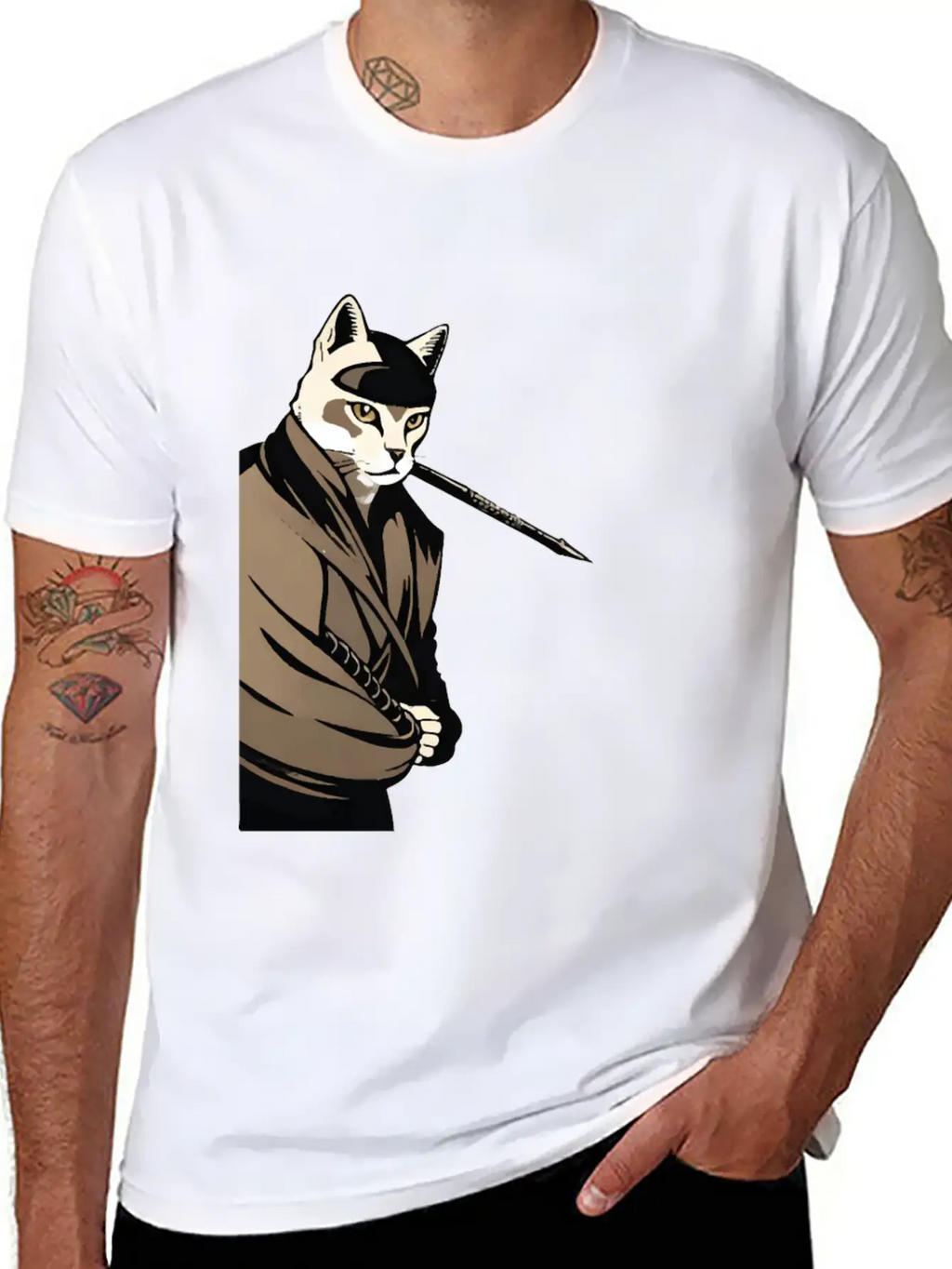 Shinobi Cat Unisex Short Sleeve Soft Cotton T-Shirt – Casual Everyday Wear