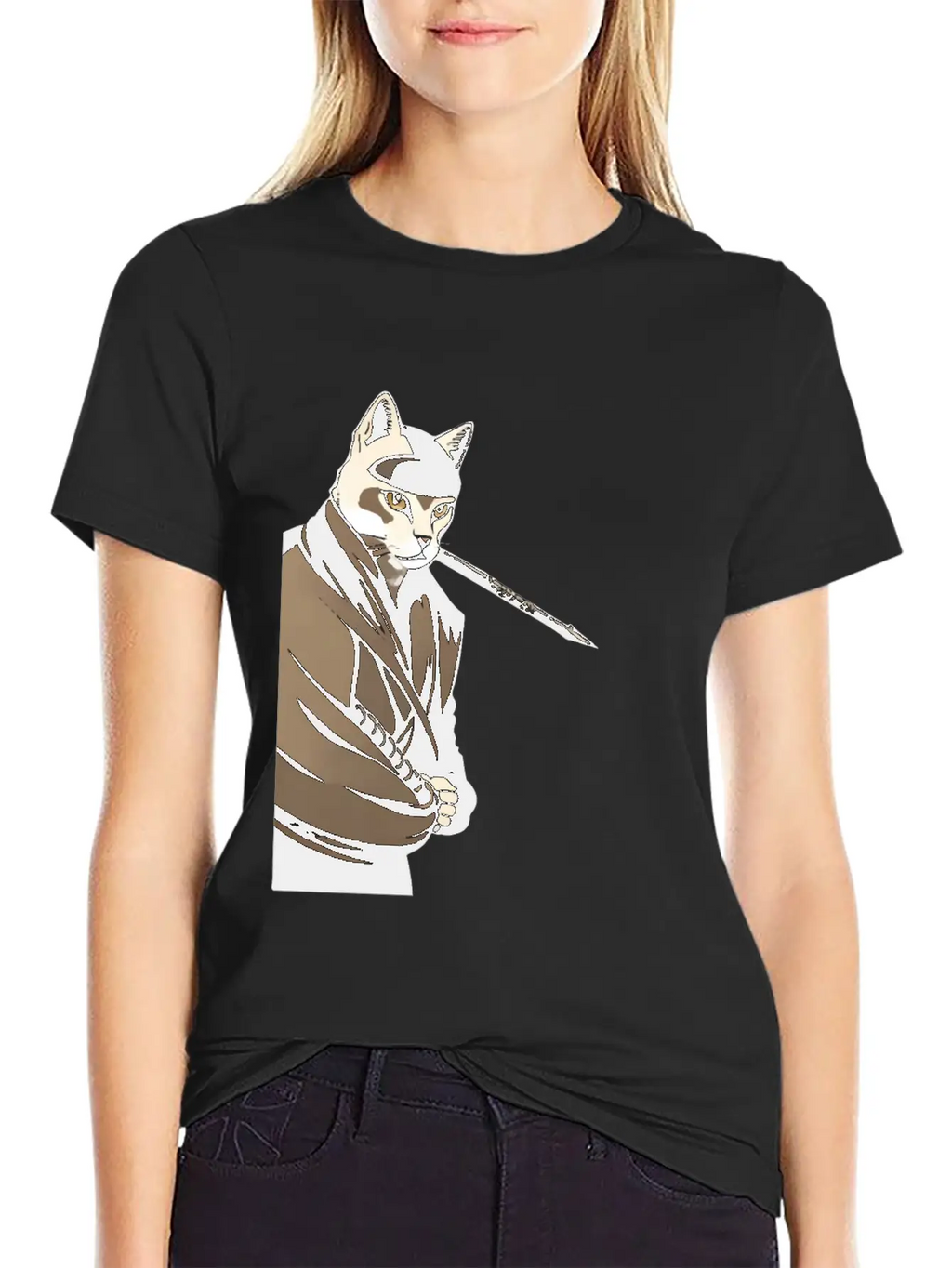 Shinobi Cat Unisex Short Sleeve Soft Cotton T-Shirt – Casual Everyday Wear