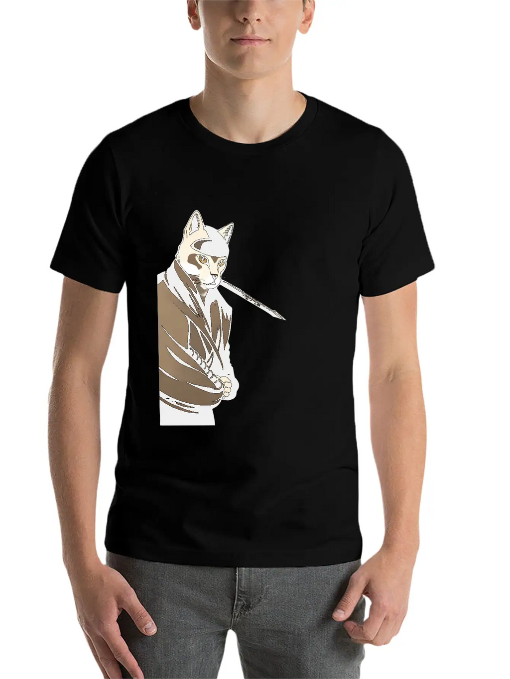 Shinobi Cat Unisex Short Sleeve Soft Cotton T-Shirt – Casual Everyday Wear