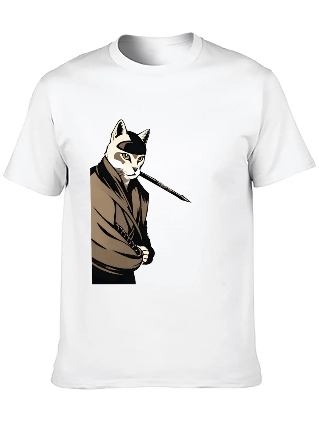 Shinobi Cat Unisex Short Sleeve Soft Cotton T-Shirt – Casual Everyday Wear