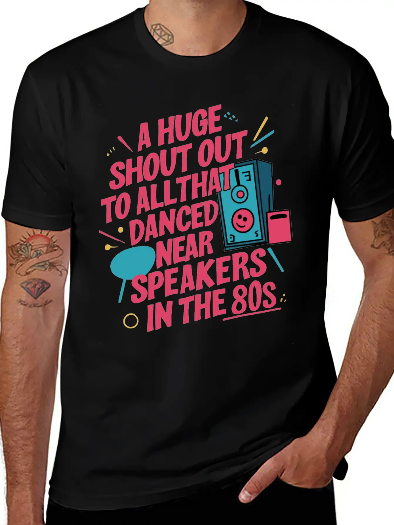 Shout Out To All Danced Near Speakers In The 80s Breathable Soft Cotton T-Shirt – Timeless Casual Look