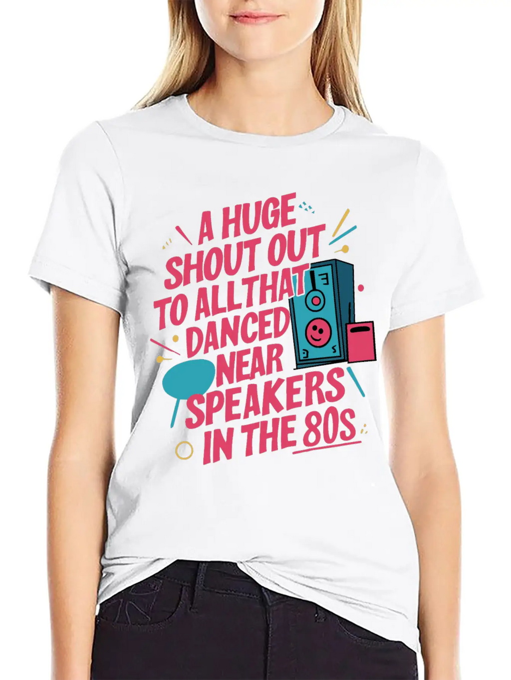 Shout Out To All Danced Near Speakers In The 80s Breathable Soft Cotton T-Shirt – Timeless Casual Look