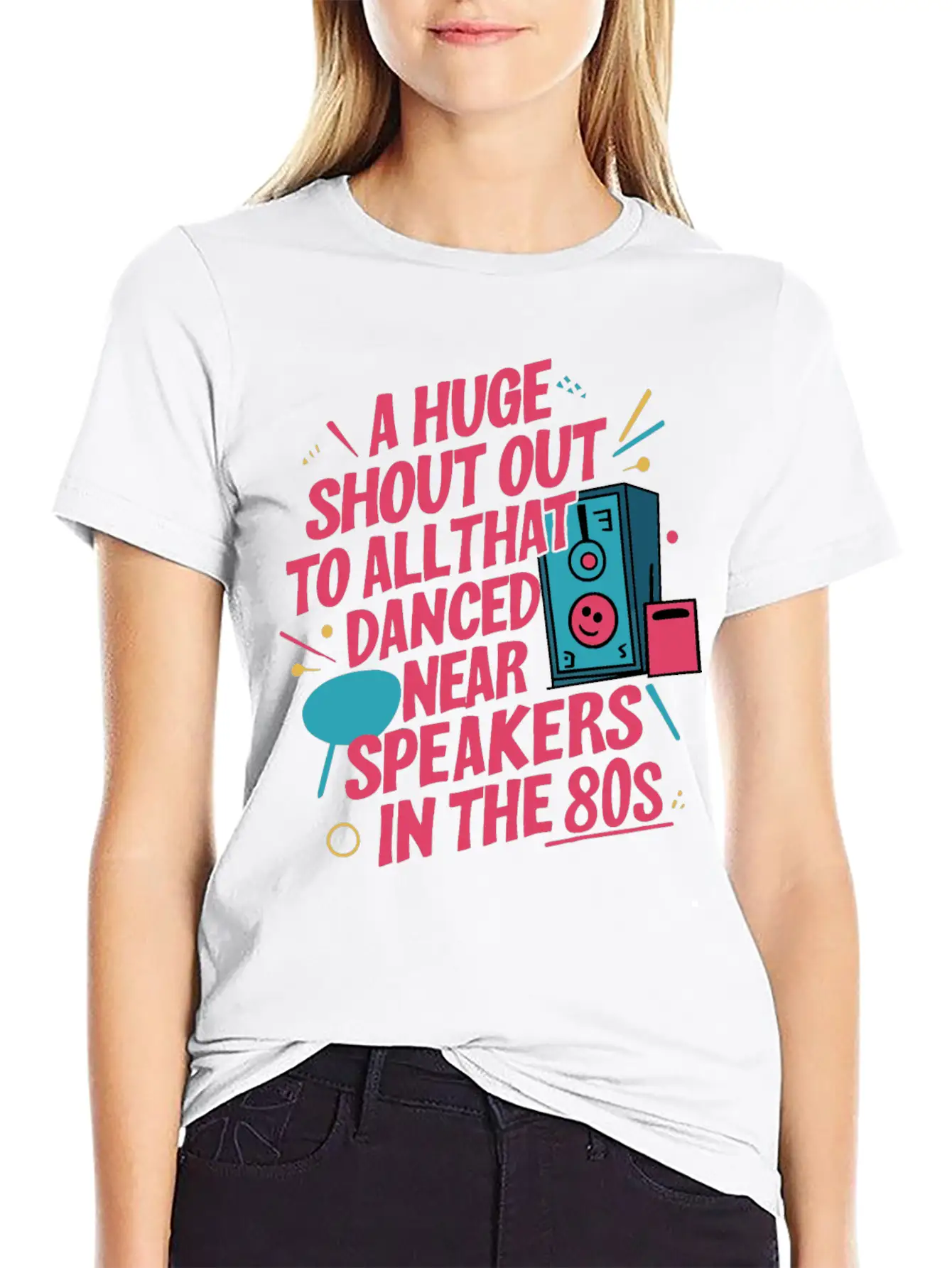 Shout Out To All Danced Near Speakers In The 80s Breathable Soft Cotton T-Shirt – Timeless Casual Look