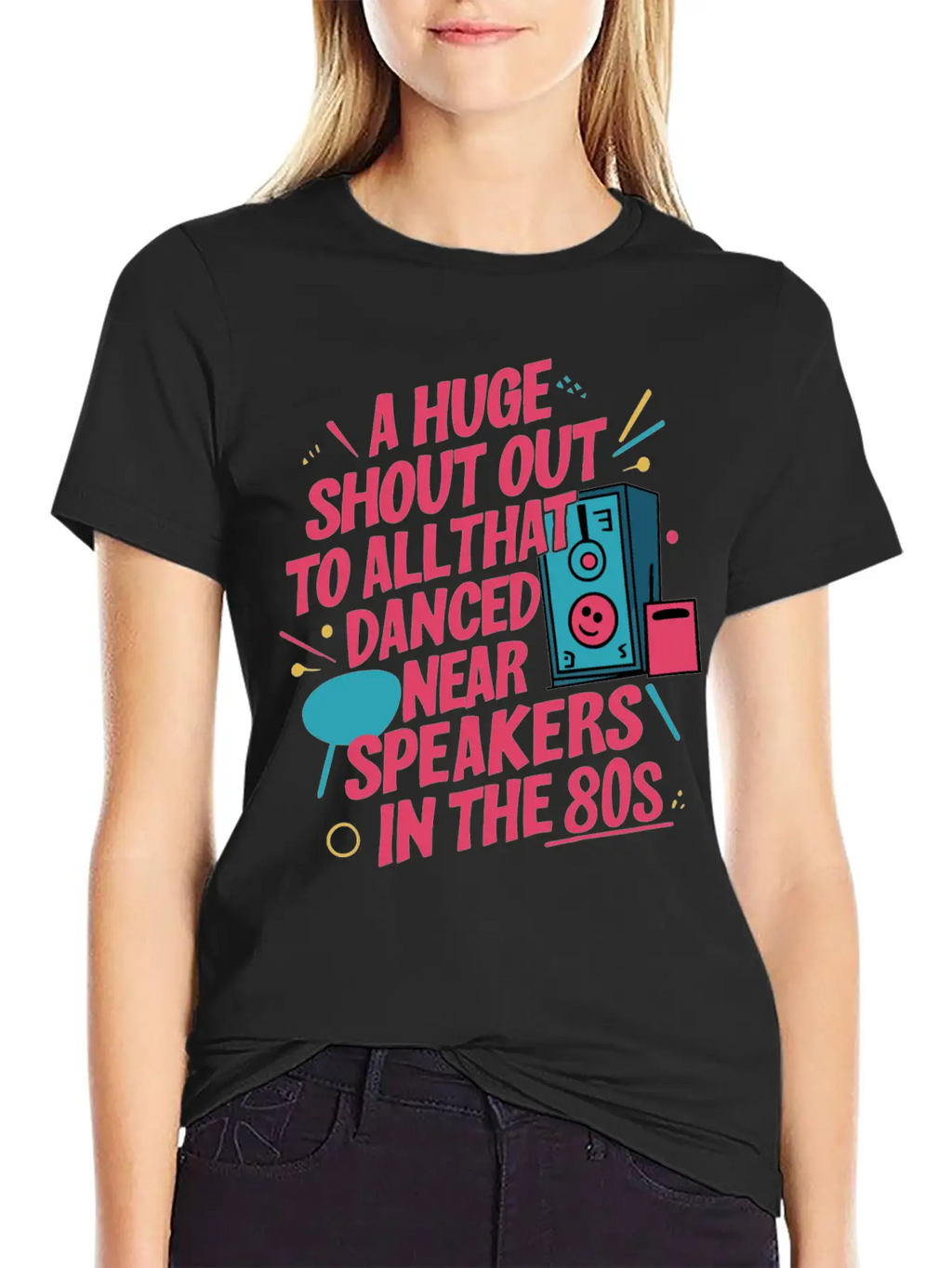 Shout Out To All Danced Near Speakers In The 80s Breathable Soft Cotton T-Shirt – Timeless Casual Look