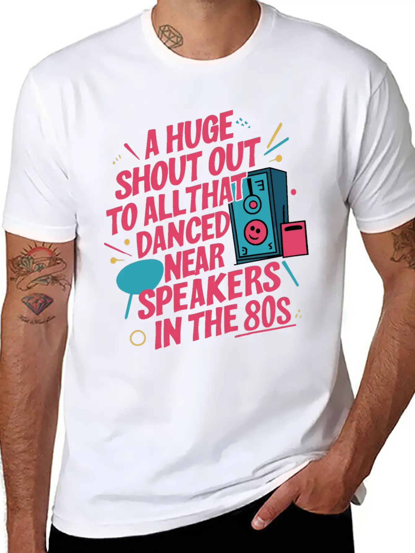 Shout Out To All Danced Near Speakers In The 80s Breathable Soft Cotton T-Shirt – Timeless Casual Look