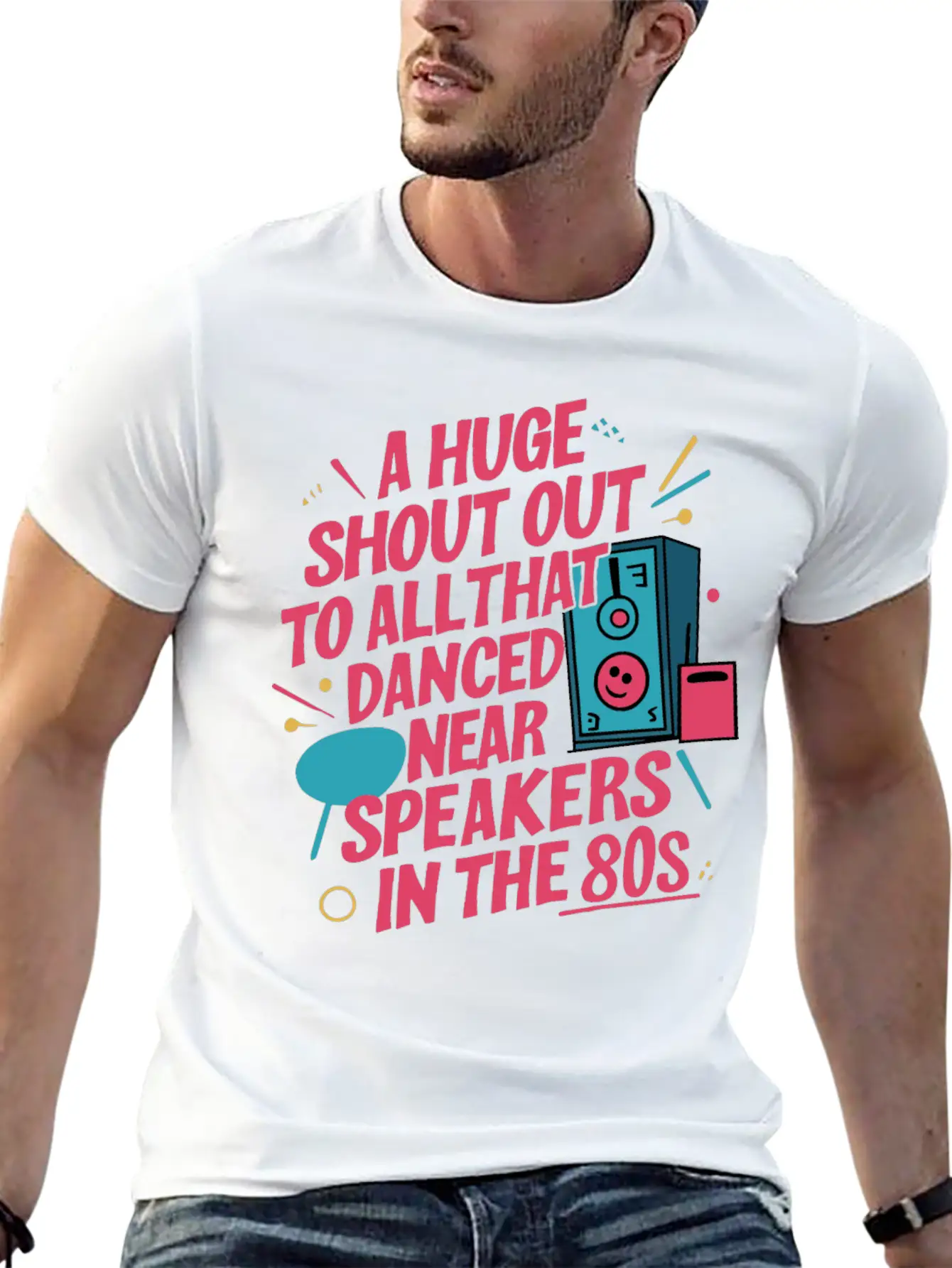Shout Out To All Danced Near Speakers In The 80s Breathable Soft Cotton T-Shirt – Timeless Casual Look