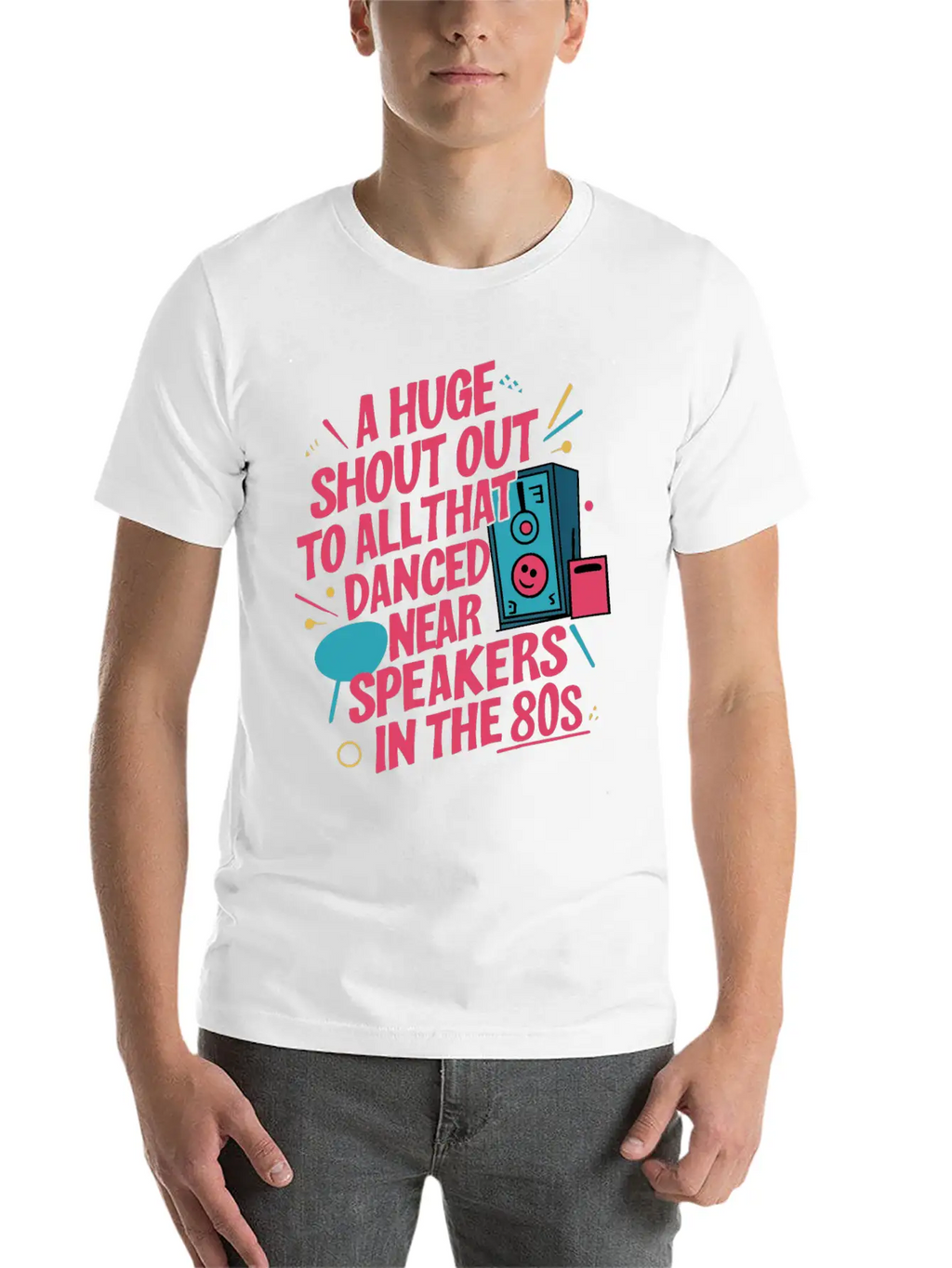 Shout Out To All Danced Near Speakers In The 80s Breathable Soft Cotton T-Shirt – Timeless Casual Look