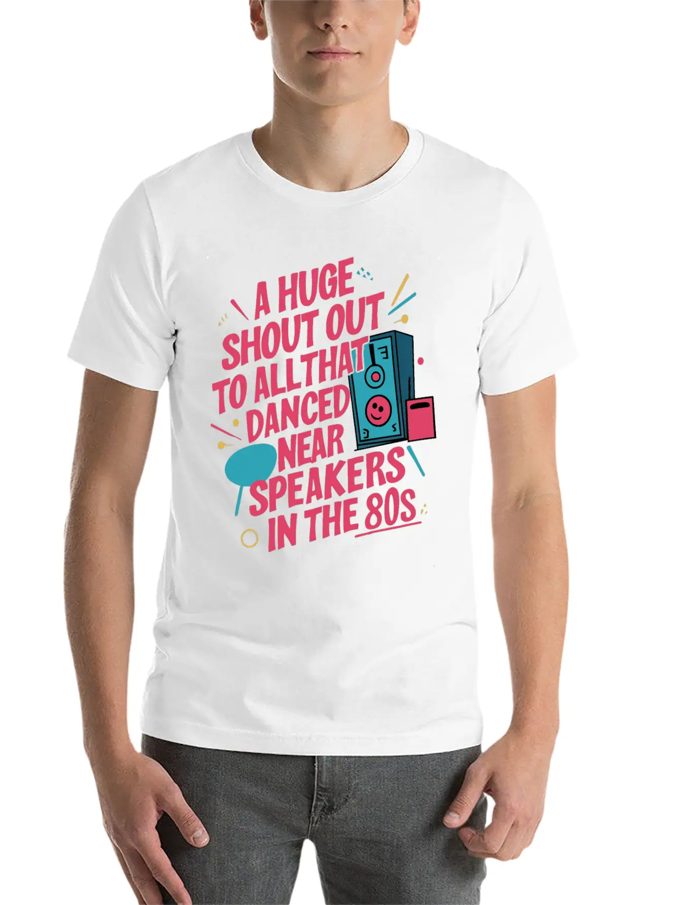 Shout Out To All Danced Near Speakers In The 80s Breathable Soft Cotton T-Shirt – Timeless Casual Look