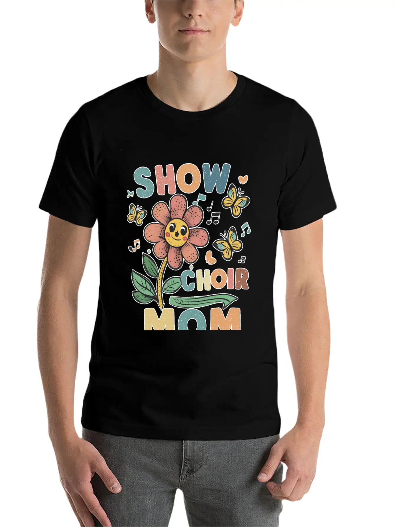Show Choir Mom Flower Unisex Short Sleeve Soft Cotton T-Shirt – Casual Everyday Wear