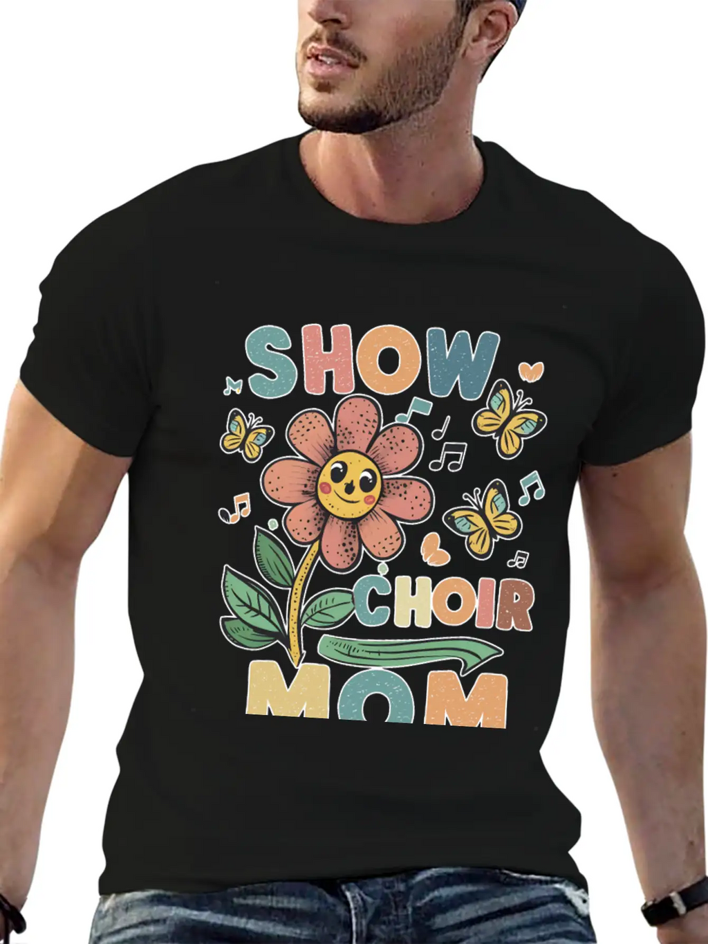 Show Choir Mom Flower Unisex Short Sleeve Soft Cotton T-Shirt – Casual Everyday Wear