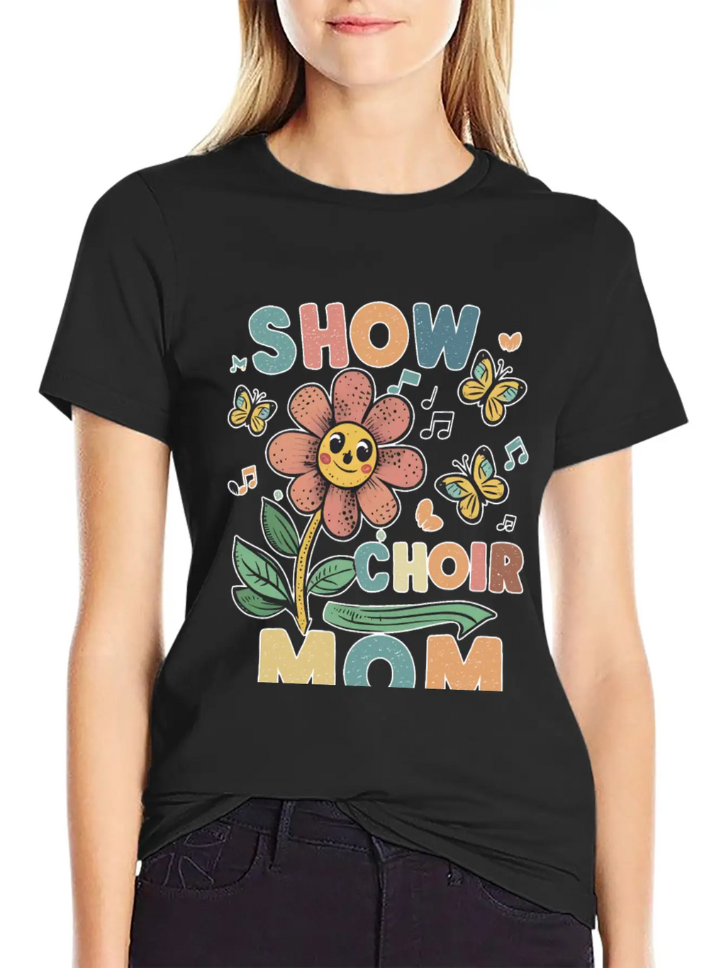 Show Choir Mom Flower Unisex Short Sleeve Soft Cotton T-Shirt – Casual Everyday Wear