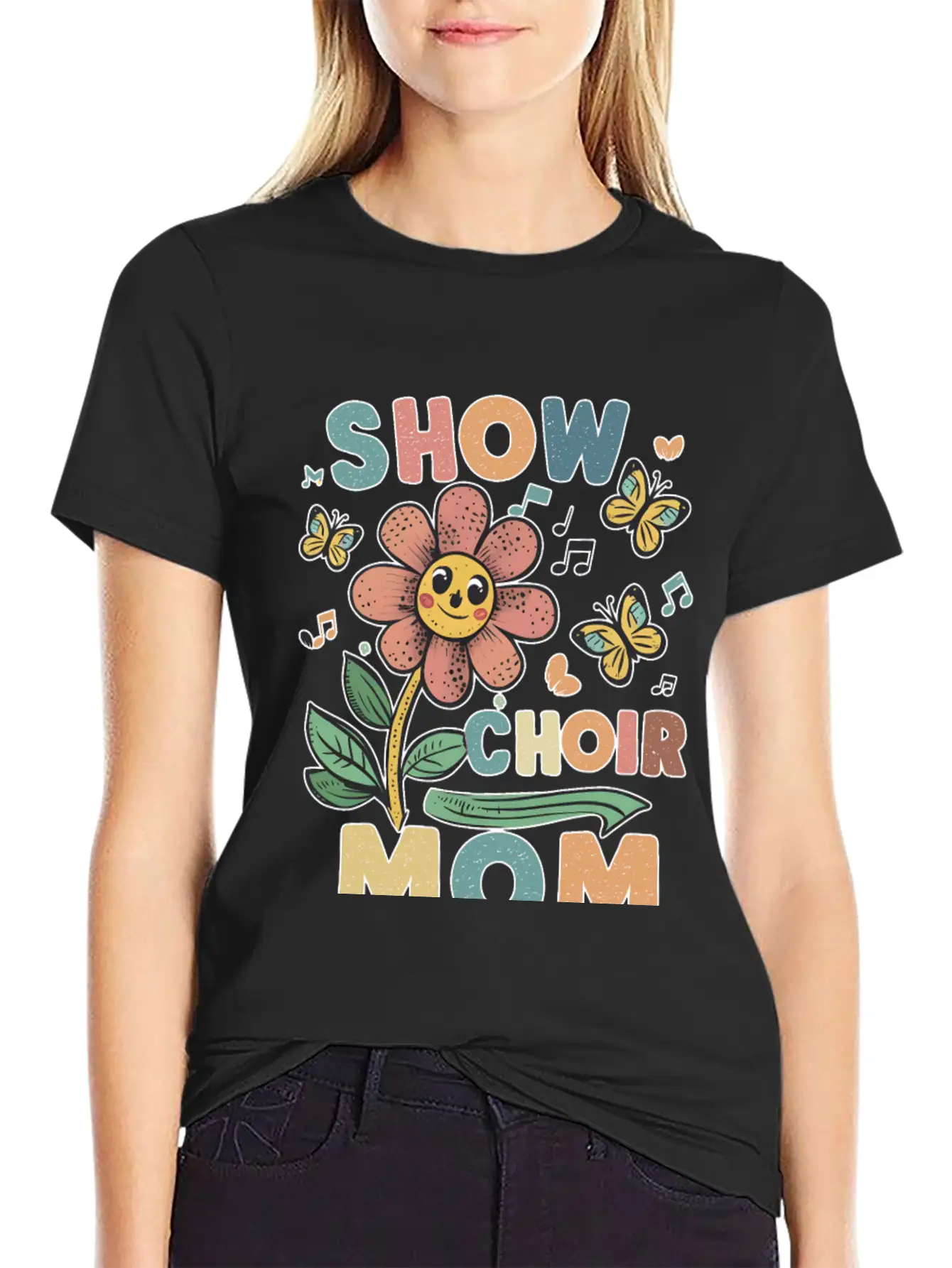 Show Choir Mom Flower Unisex Short Sleeve Soft Cotton T-Shirt – Casual Everyday Wear