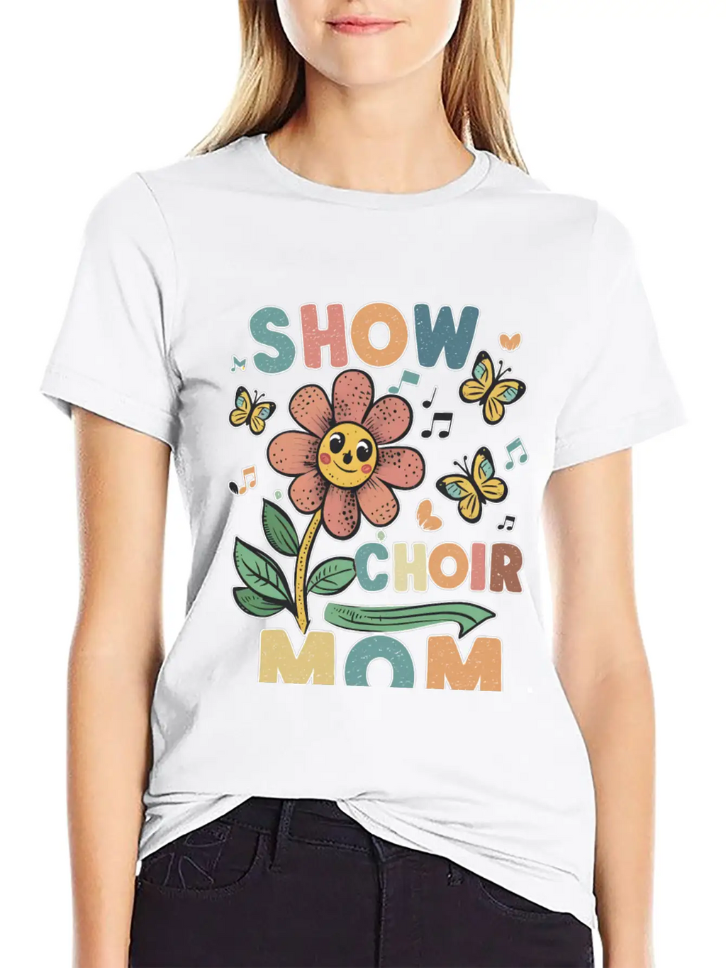 Show Choir Mom Flower Unisex Short Sleeve Soft Cotton T-Shirt – Casual Everyday Wear