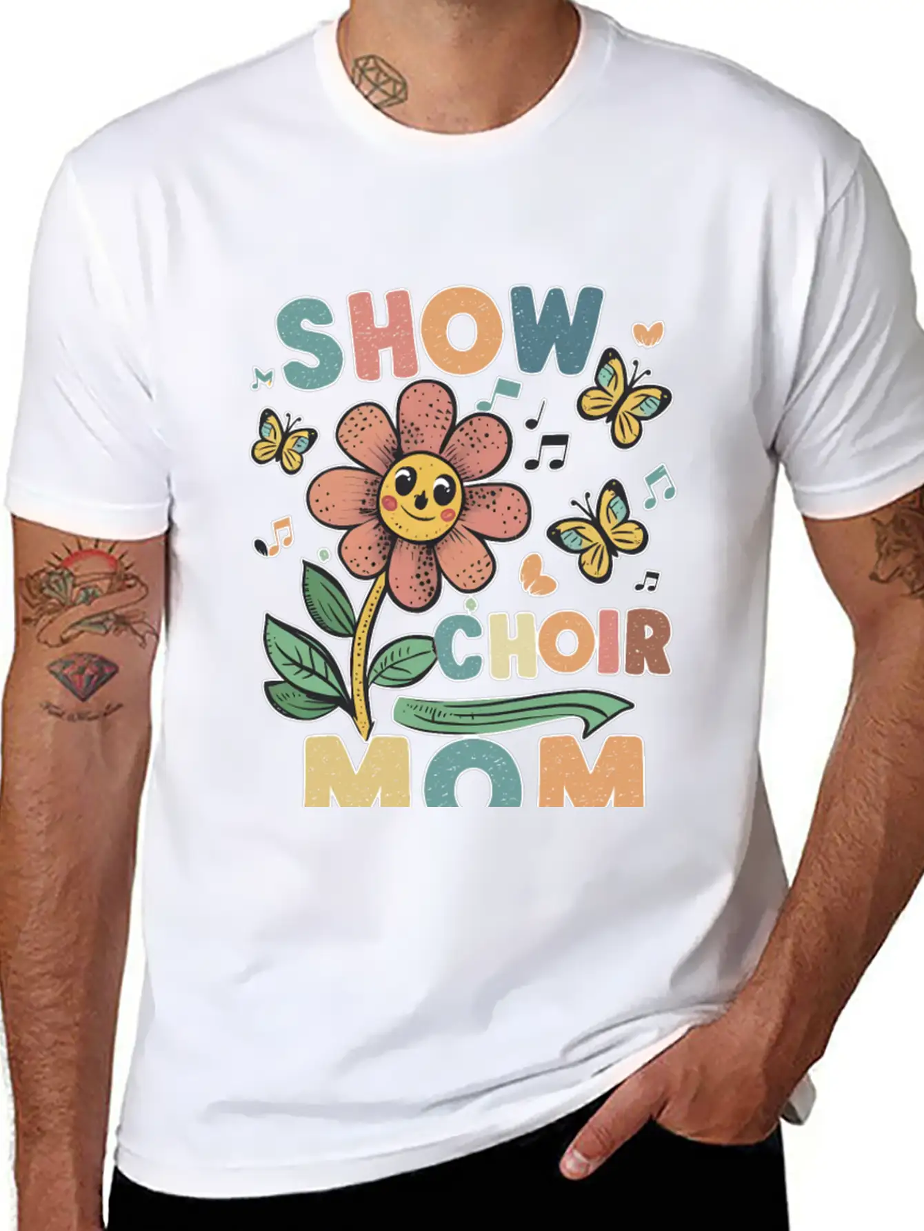 Show Choir Mom Flower Unisex Short Sleeve Soft Cotton T-Shirt – Casual Everyday Wear