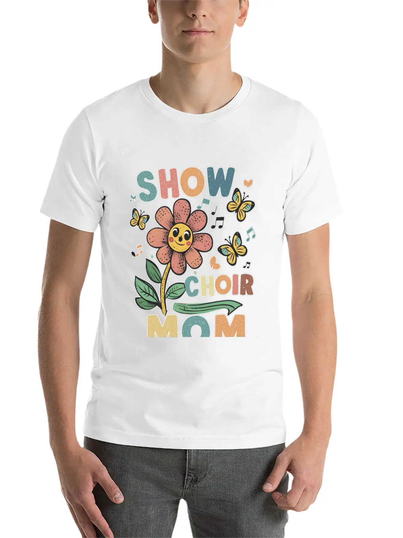 Show Choir Mom Flower Unisex Short Sleeve Soft Cotton T-Shirt – Casual Everyday Wear