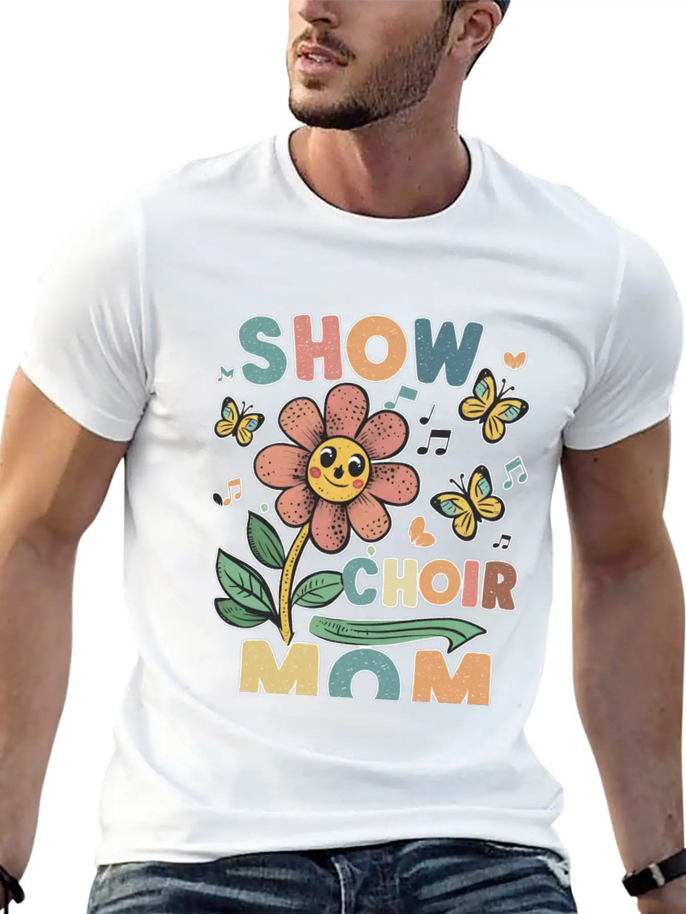 Show Choir Mom Flower Unisex Short Sleeve Soft Cotton T-Shirt – Casual Everyday Wear