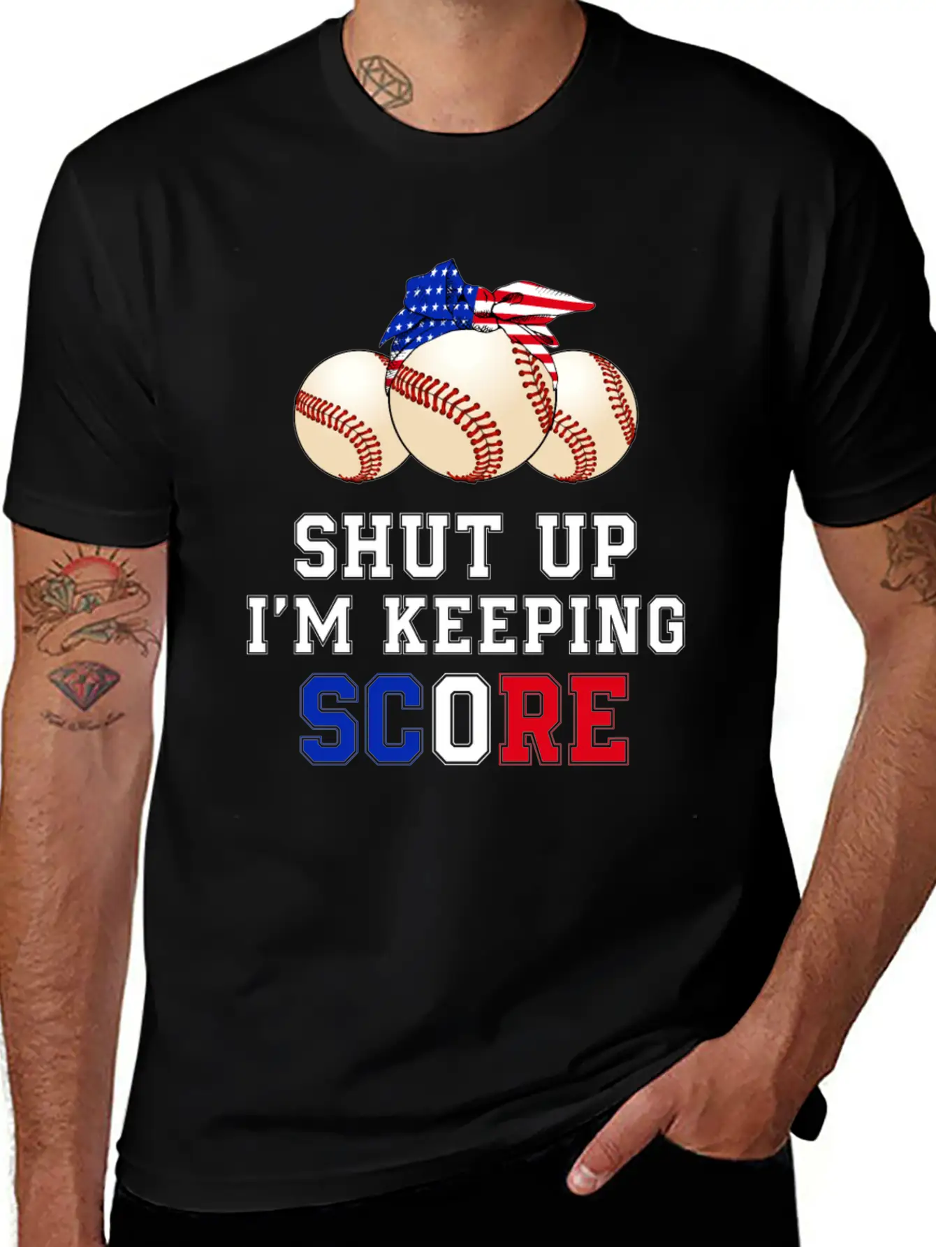 Shut Up I'm Keeping Score Funny Baseball T Shirt Casual Graphic T-Shirt – Simple And Comfortable Daily Wear