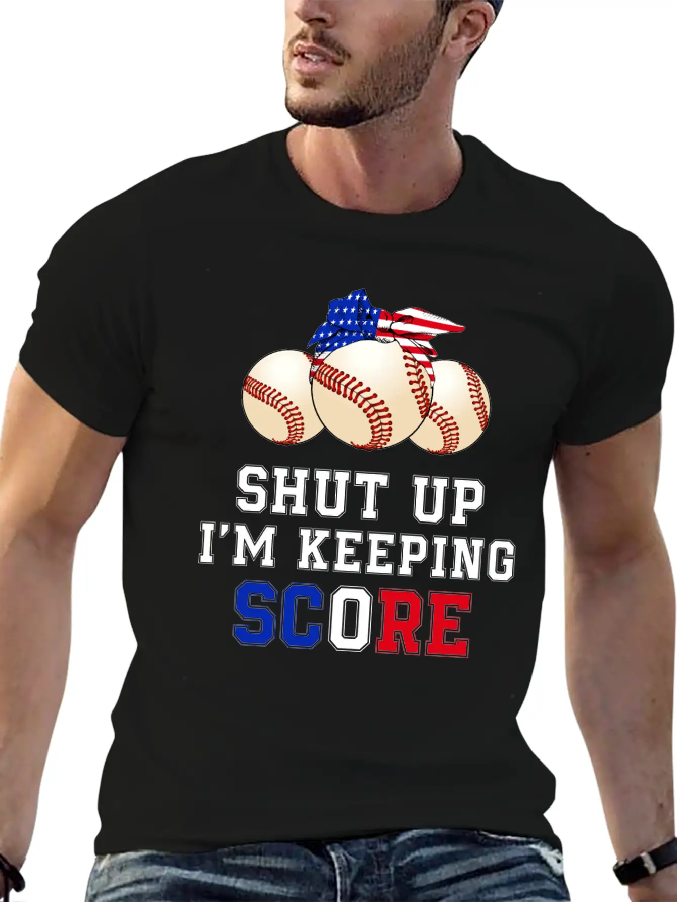 Shut Up I'm Keeping Score Funny Baseball T Shirt Casual Graphic T-Shirt – Simple And Comfortable Daily Wear