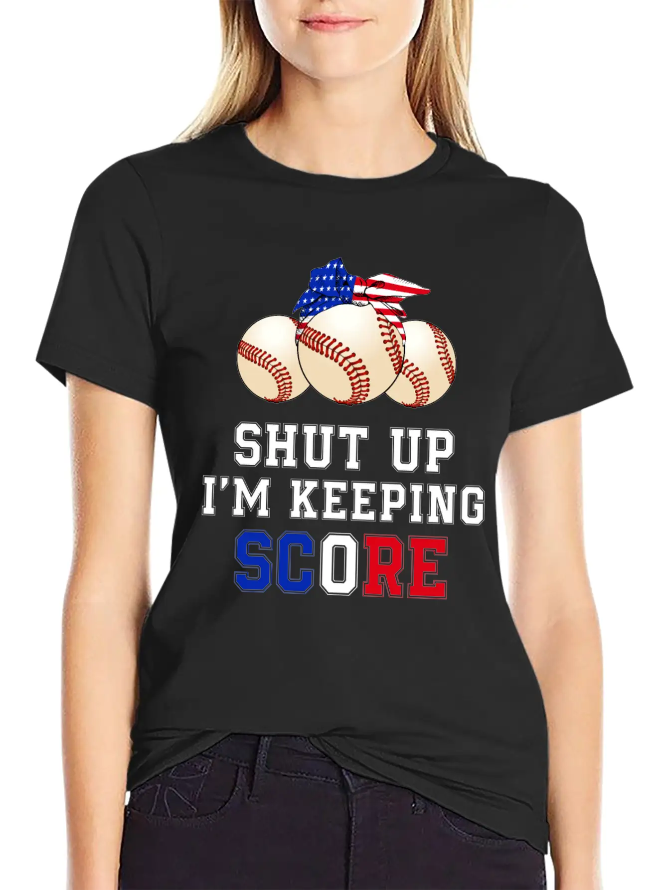 Shut Up I'm Keeping Score Funny Baseball T Shirt Casual Graphic T-Shirt – Simple And Comfortable Daily Wear