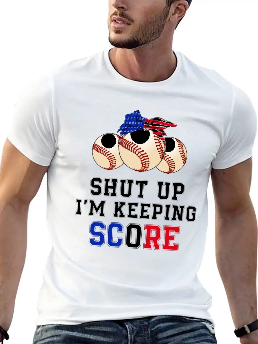 Shut Up I'm Keeping Score Funny Baseball T Shirt Casual Graphic T-Shirt – Simple And Comfortable Daily Wear