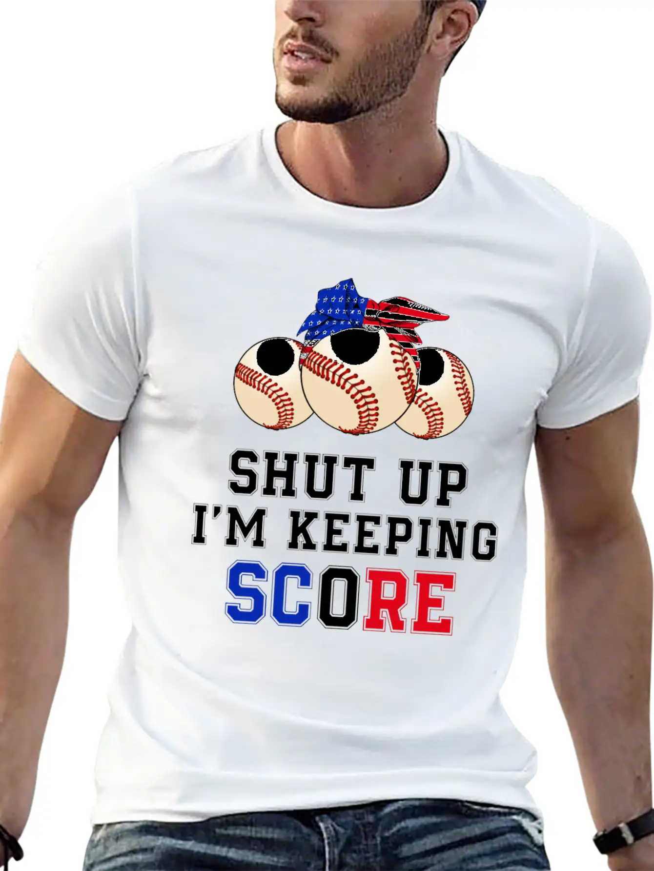 Shut Up I'm Keeping Score Funny Baseball T Shirt Casual Graphic T-Shirt – Simple And Comfortable Daily Wear