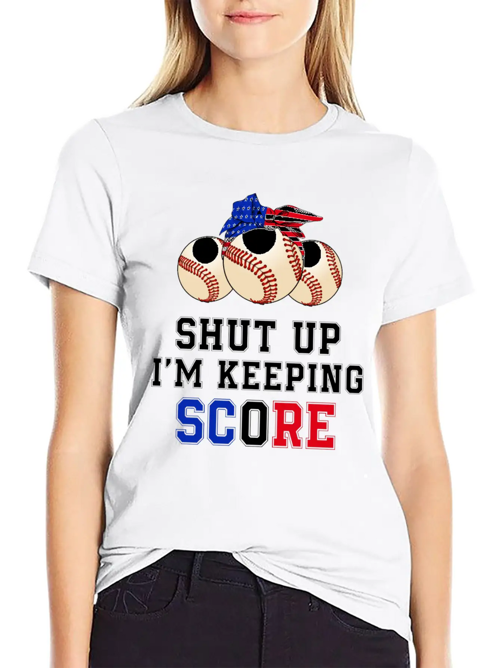 Shut Up I'm Keeping Score Funny Baseball T Shirt Casual Graphic T-Shirt – Simple And Comfortable Daily Wear