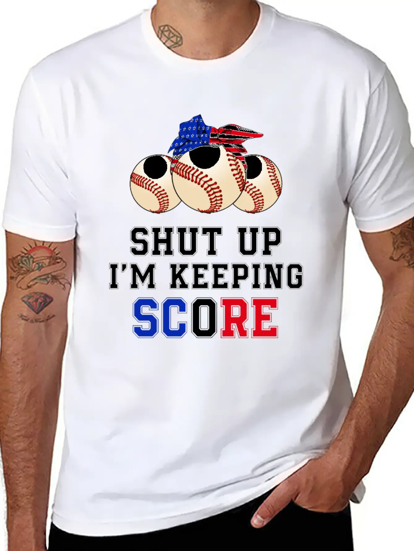 Shut Up I'm Keeping Score Funny Baseball T Shirt Casual Graphic T-Shirt – Simple And Comfortable Daily Wear