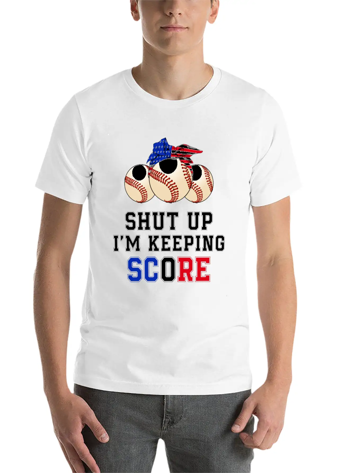 Shut Up I'm Keeping Score Funny Baseball T Shirt Casual Graphic T-Shirt – Simple And Comfortable Daily Wear