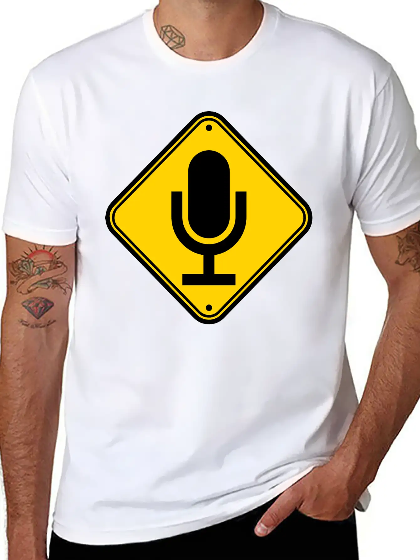 Sign Note Microphone Stylish Everyday T-Shirt – Unisex Basic Cotton Tee