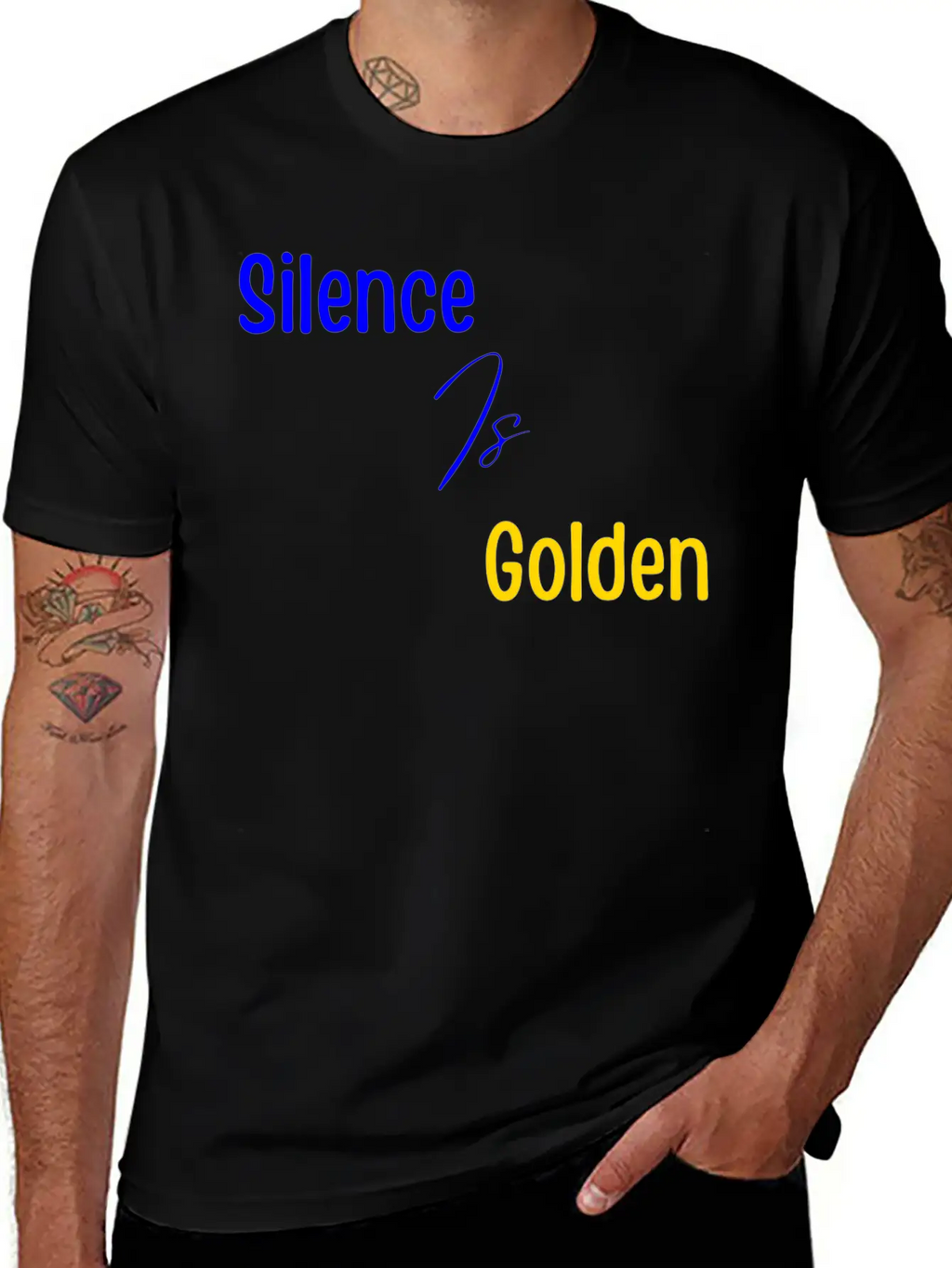 Silence Is Golden Blue Unisex Short Sleeve Soft Cotton T-Shirt – Casual Everyday Wear
