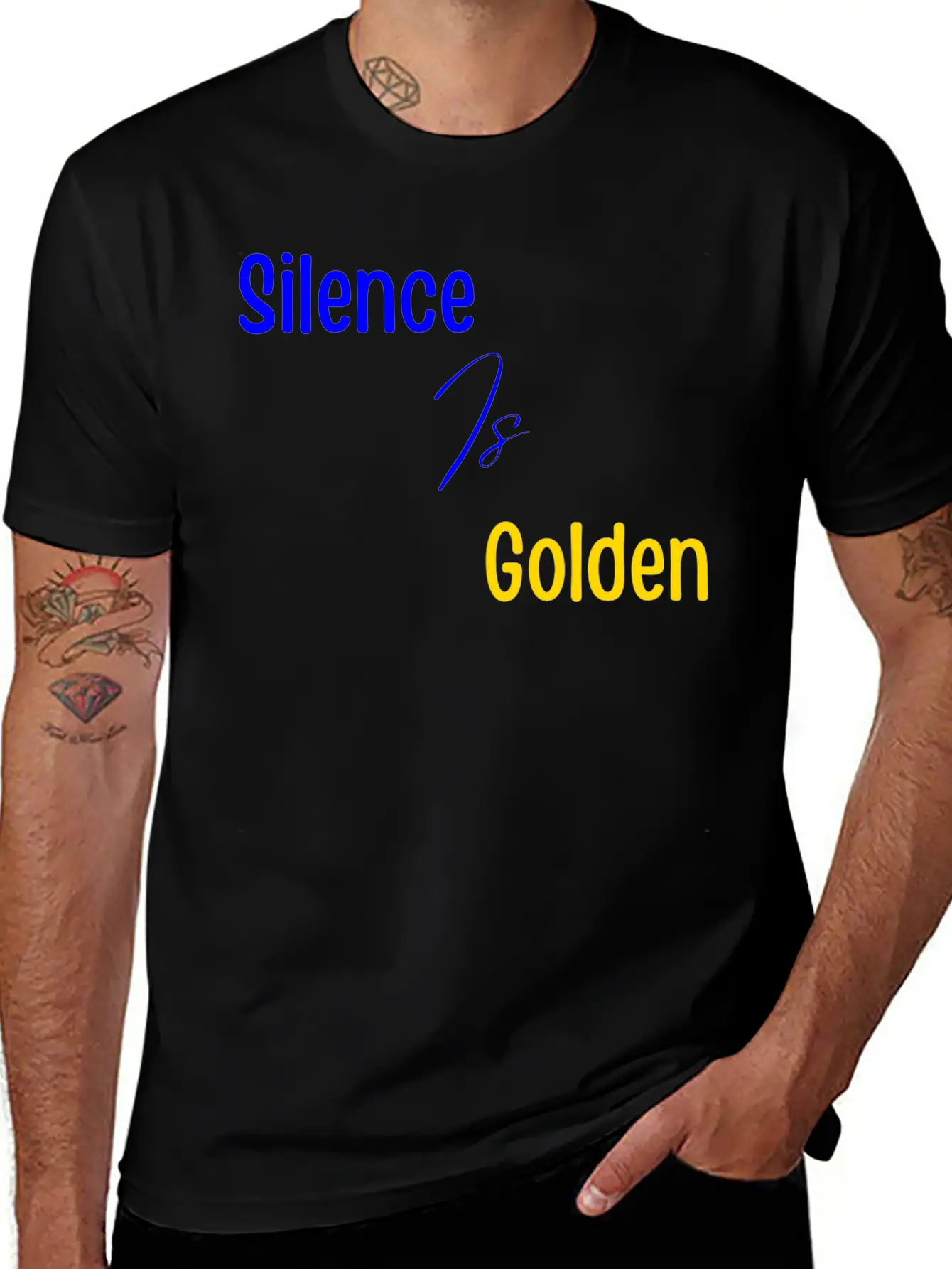 Silence Is Golden Blue Unisex Short Sleeve Soft Cotton T-Shirt – Casual Everyday Wear